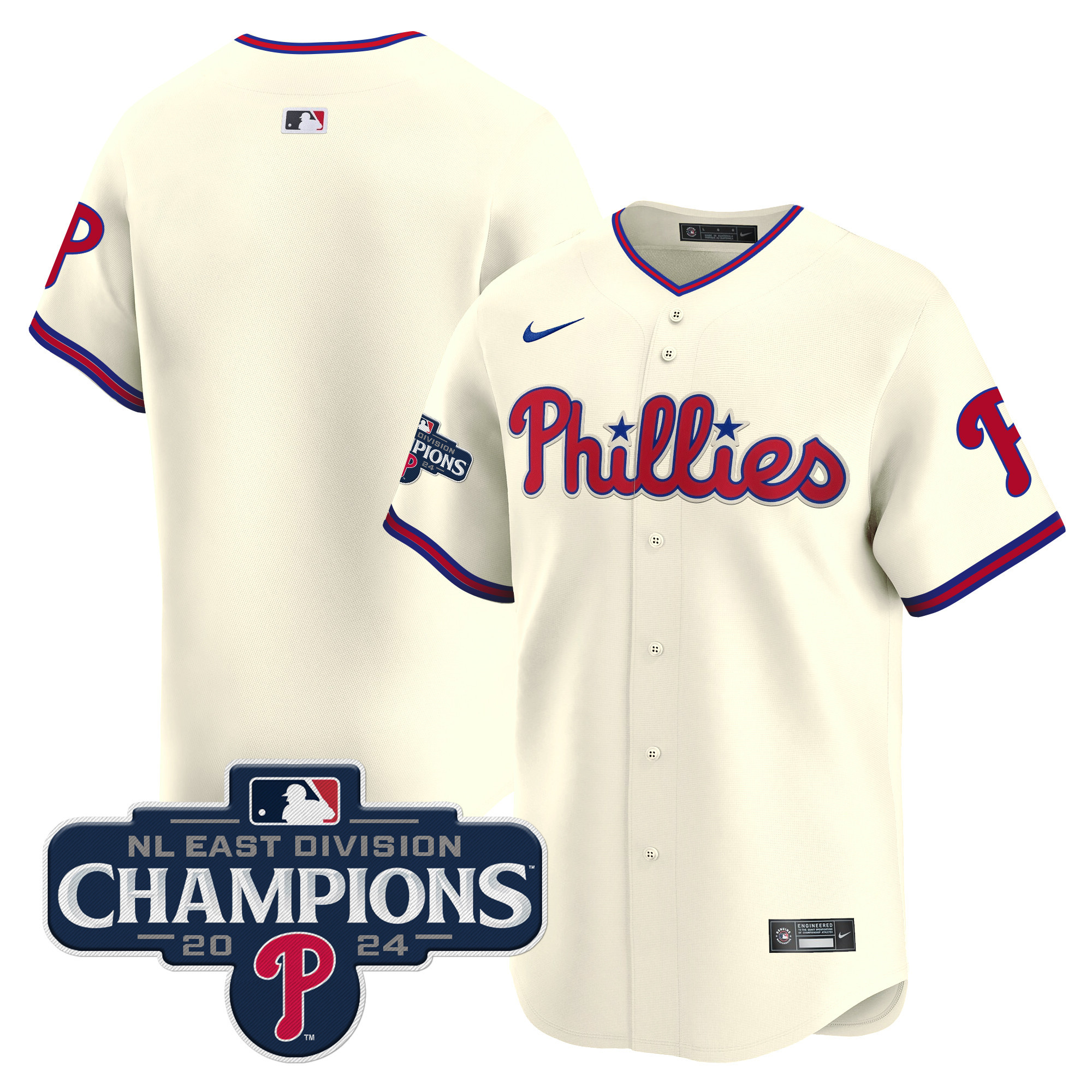 Men's Phillies 2024 NL East Division Champions Gold Vapor Premier Limited Jersey - All Stitched