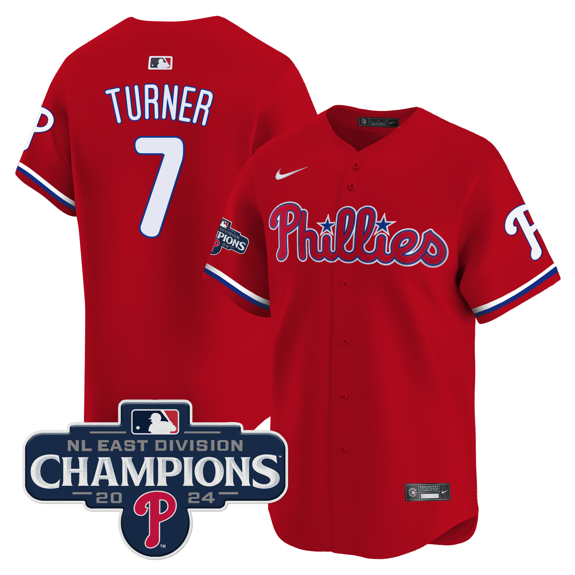 Men's Phillies 2024 NL East Division Champions Gold Vapor Premier Limited Jersey - All Stitched