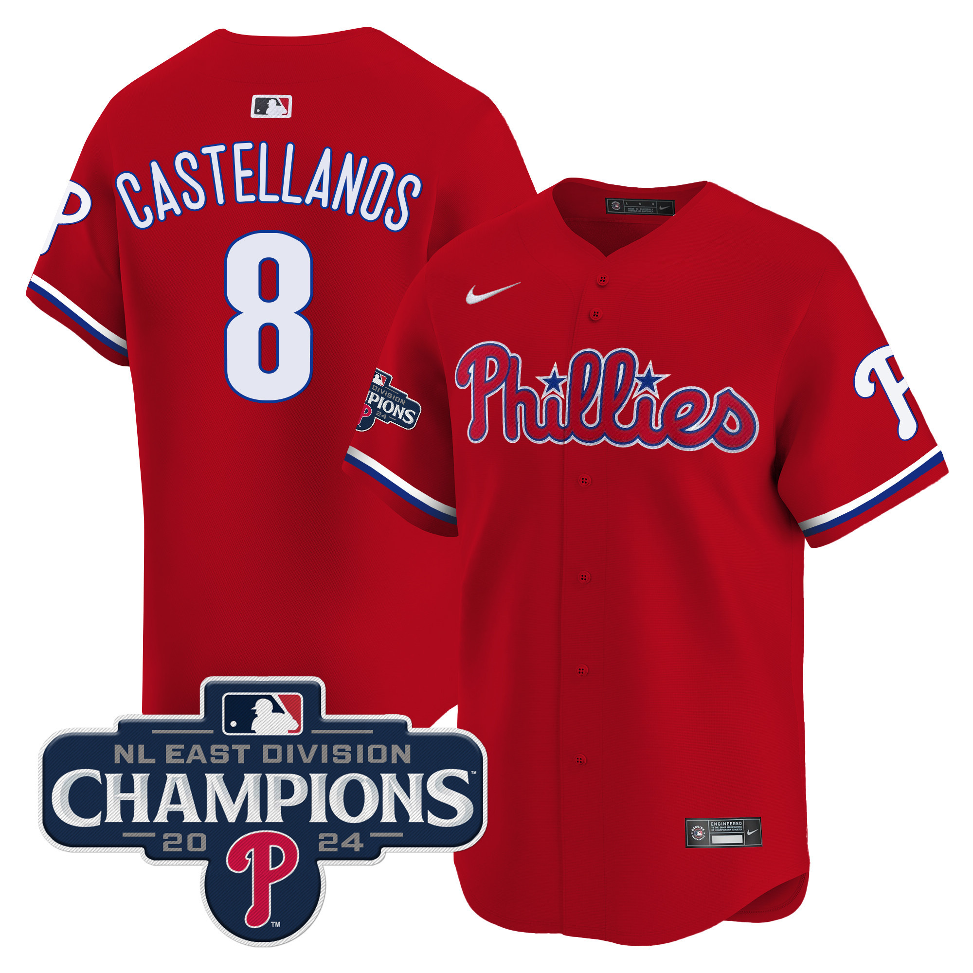 Men's Phillies 2024 NL East Division Champions Gold Vapor Premier Limited Jersey - All Stitched