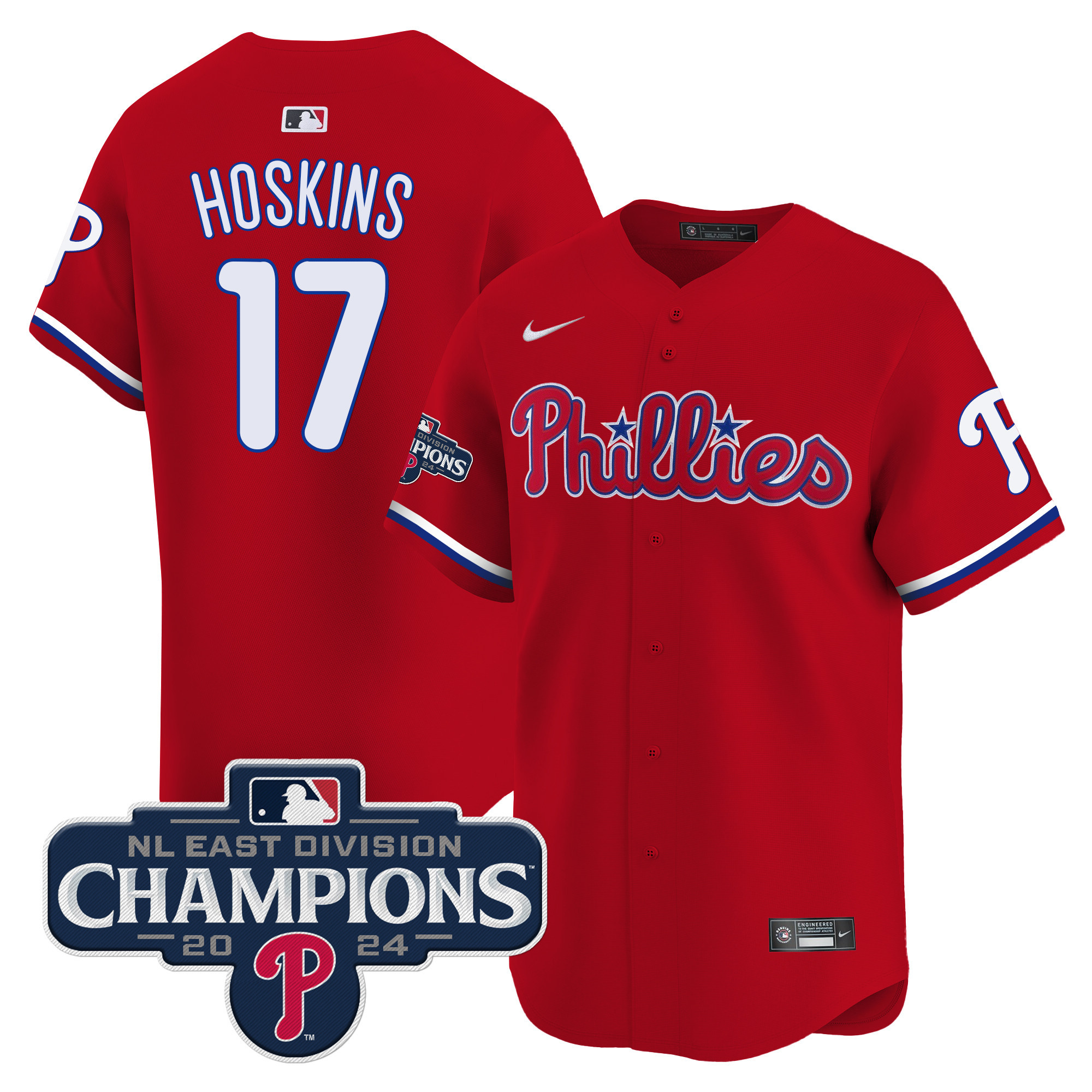 Men's Phillies 2024 NL East Division Champions Gold Vapor Premier Limited Jersey - All Stitched