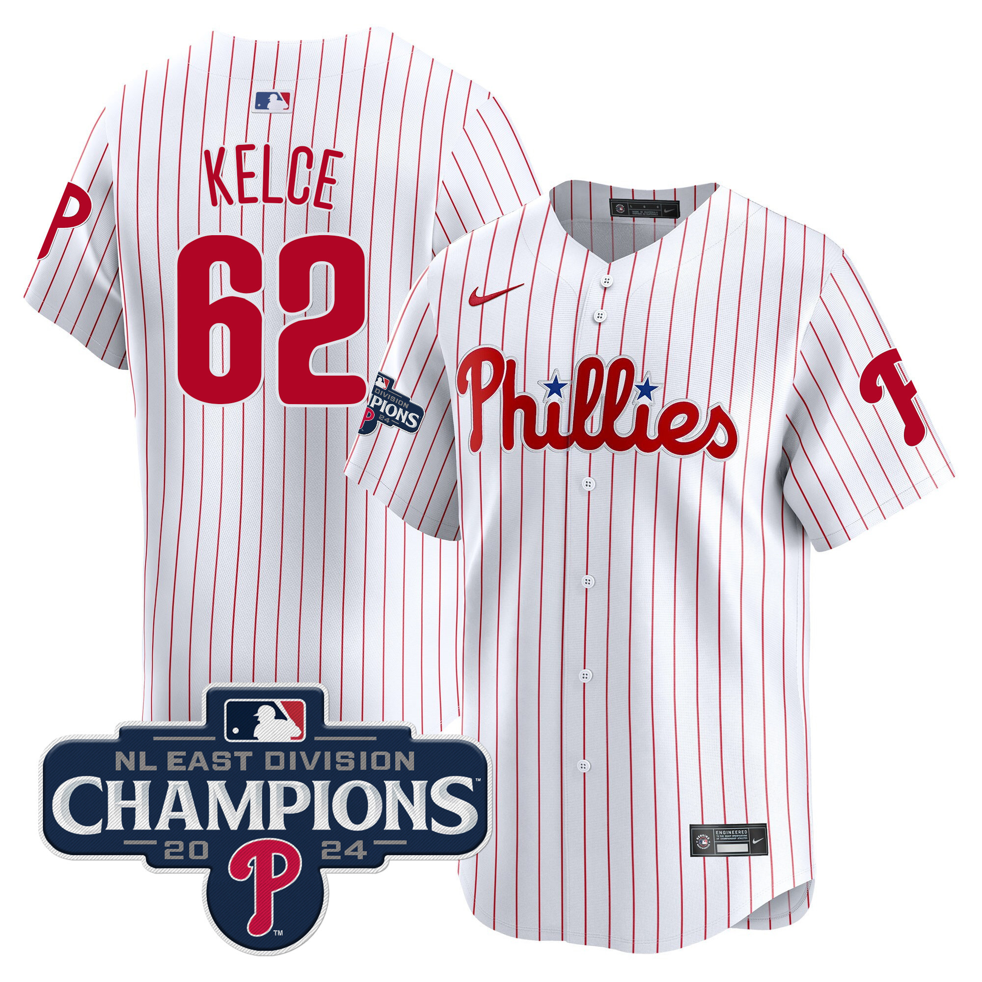 Men's Phillies 2024 NL East Division Champions Gold Vapor Premier Limited Jersey - All Stitched
