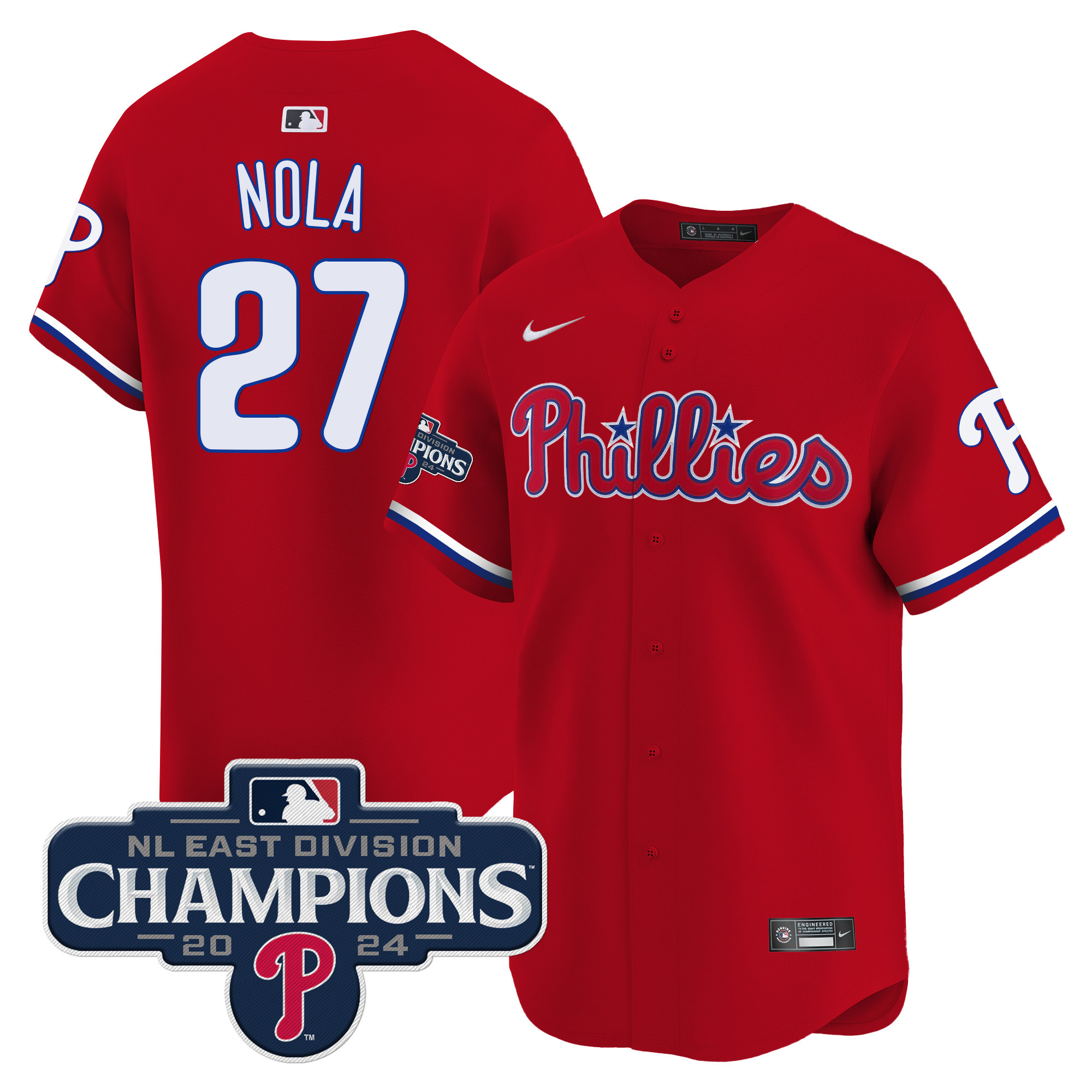 Men's Phillies 2024 NL East Division Champions Gold Vapor Premier Limited Jersey - All Stitched