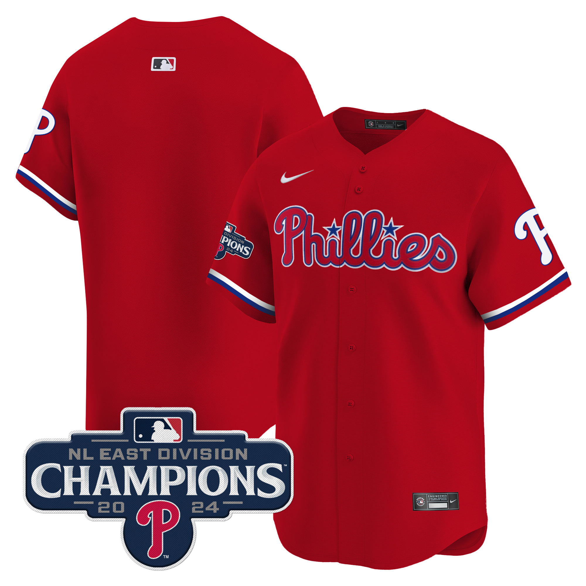 Men's Phillies 2024 NL East Division Champions Gold Vapor Premier Limited Jersey - All Stitched