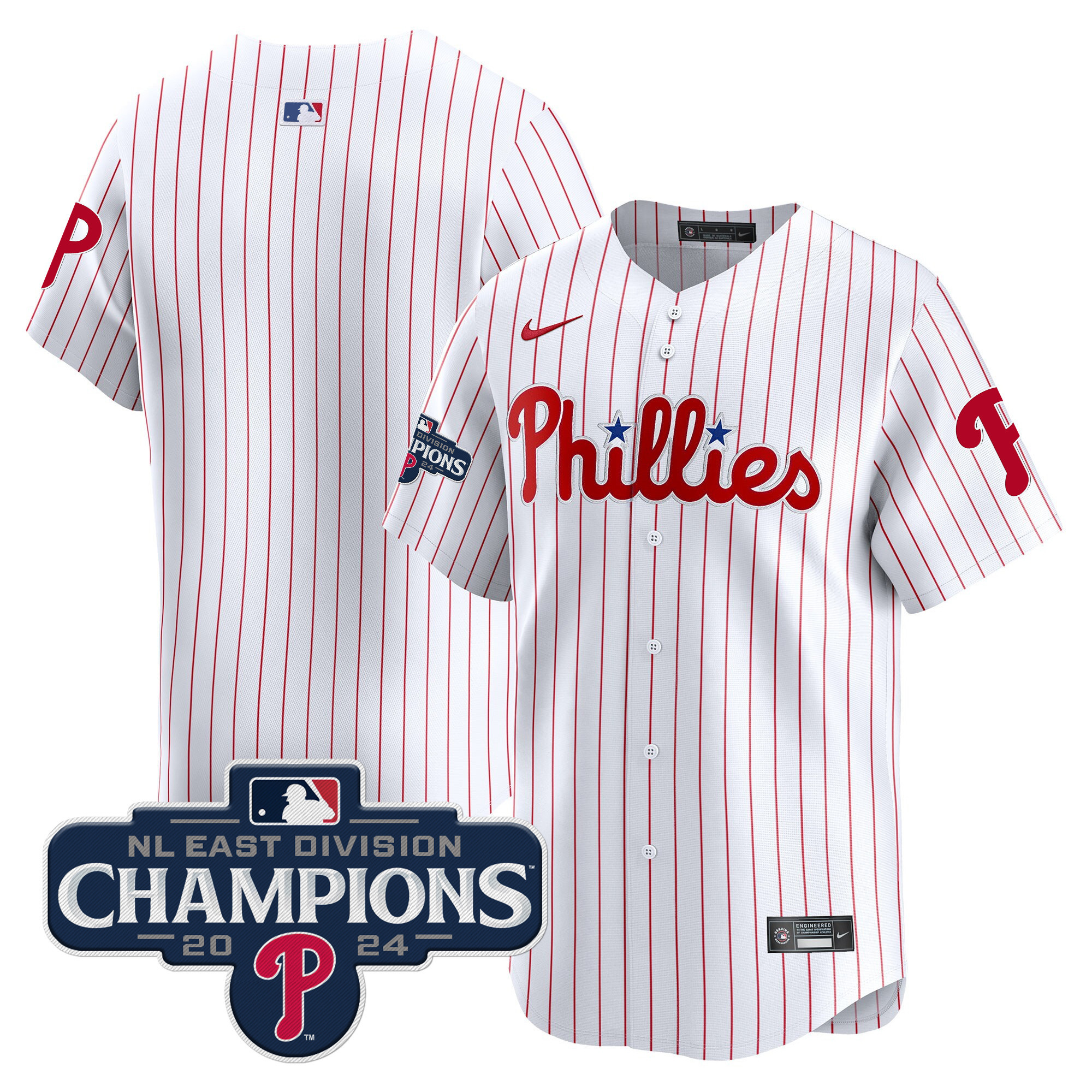 Men's Phillies 2024 NL East Division Champions Gold Vapor Premier Limited Jersey - All Stitched