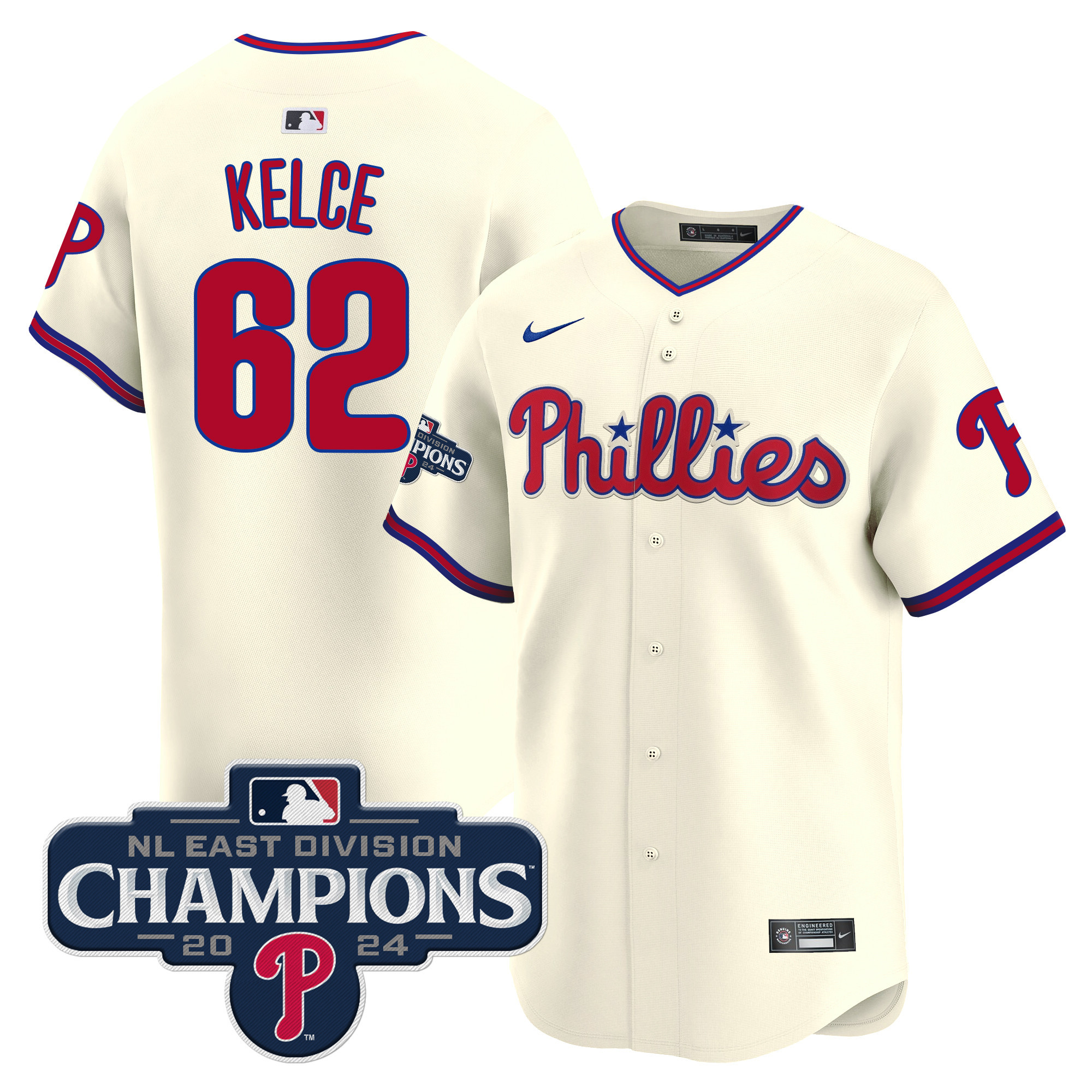 Men's Phillies 2024 NL East Division Champions Gold Vapor Premier Limited Jersey - All Stitched