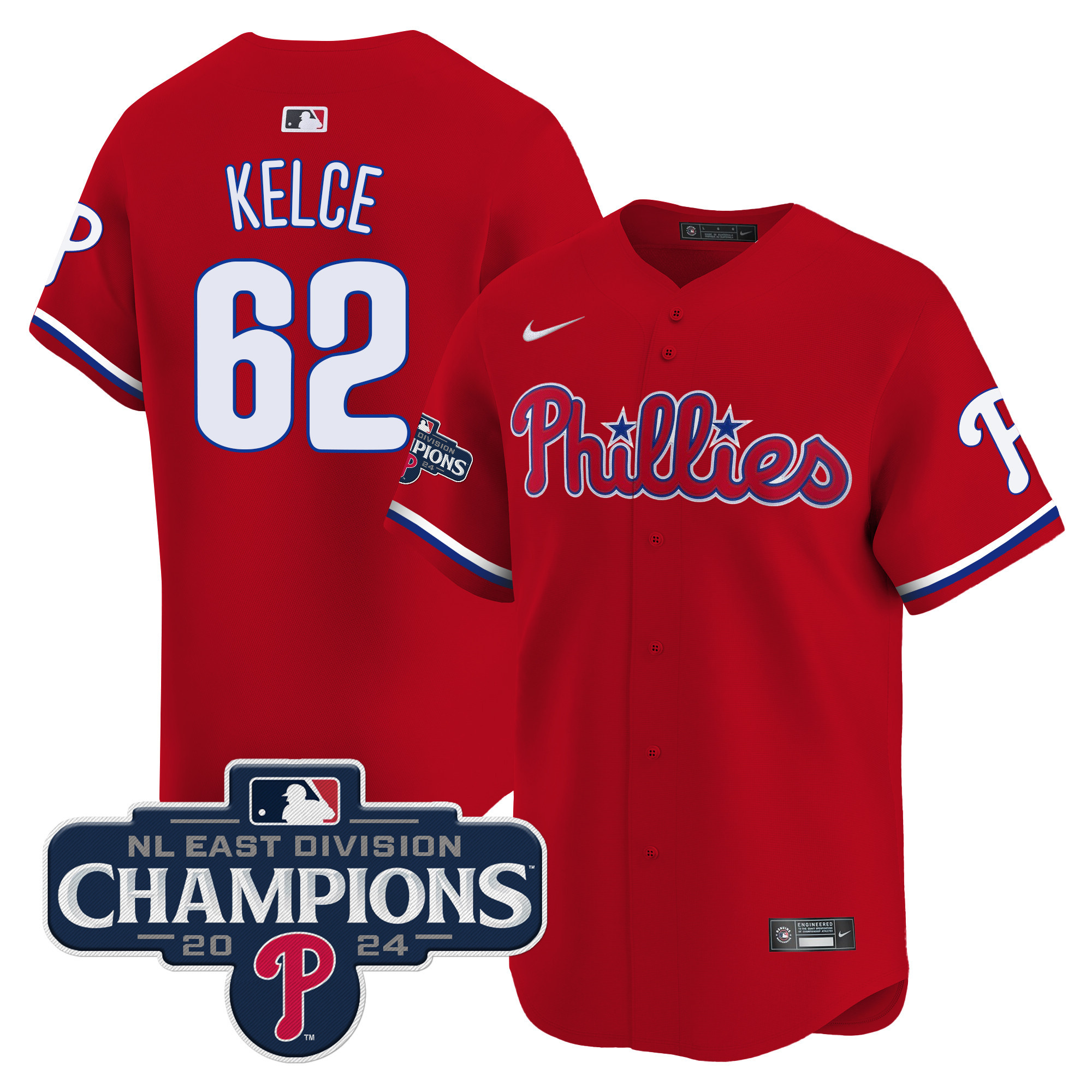 Men's Phillies 2024 NL East Division Champions Gold Vapor Premier Limited Jersey - All Stitched