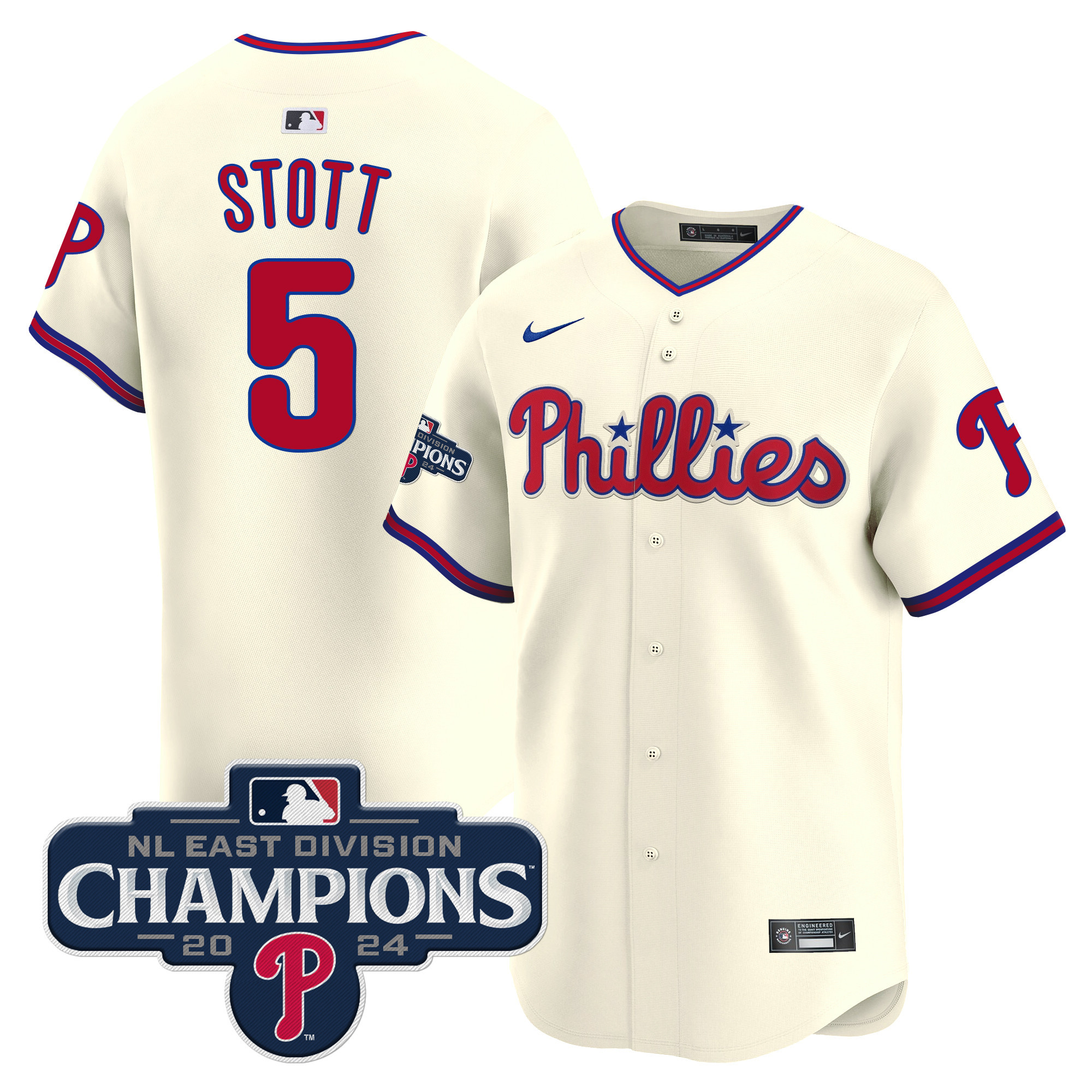 Men's Phillies 2024 NL East Division Champions Gold Vapor Premier Limited Jersey - All Stitched