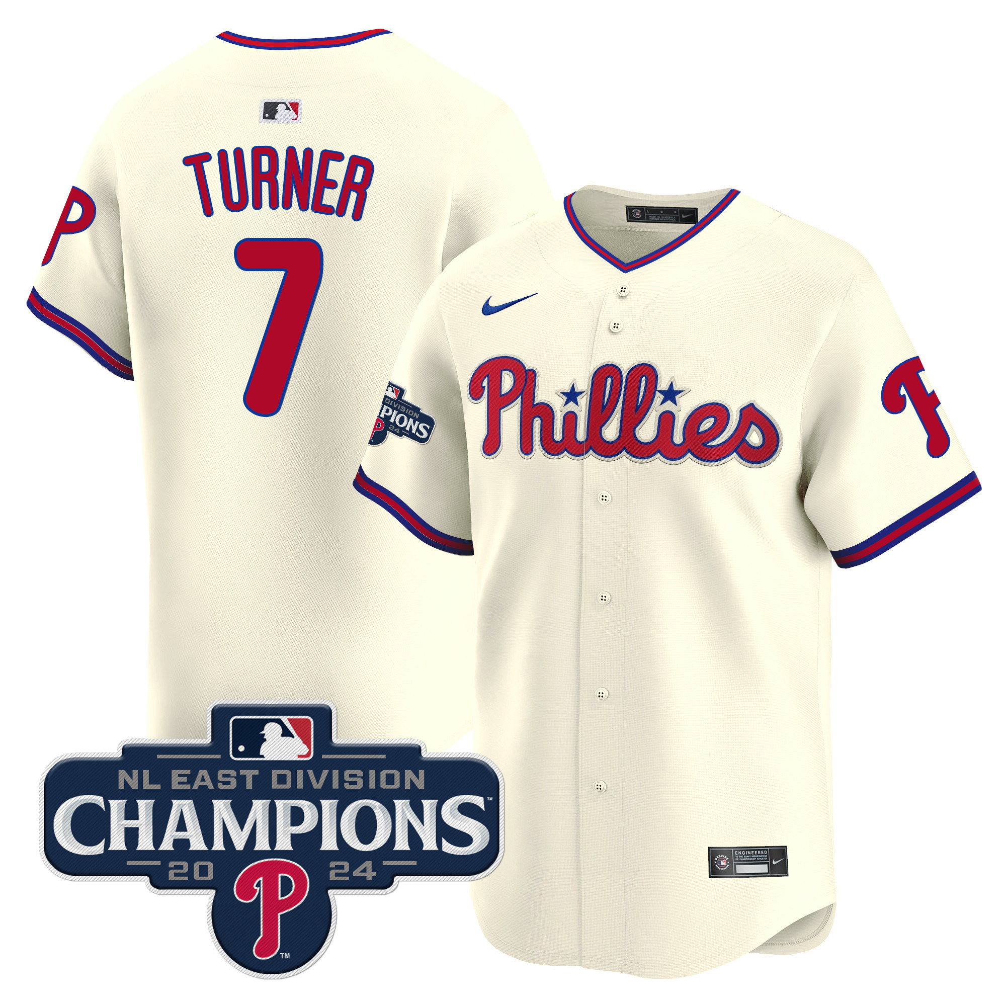 Men's Phillies 2024 NL East Division Champions Gold Vapor Premier Limited Jersey - All Stitched