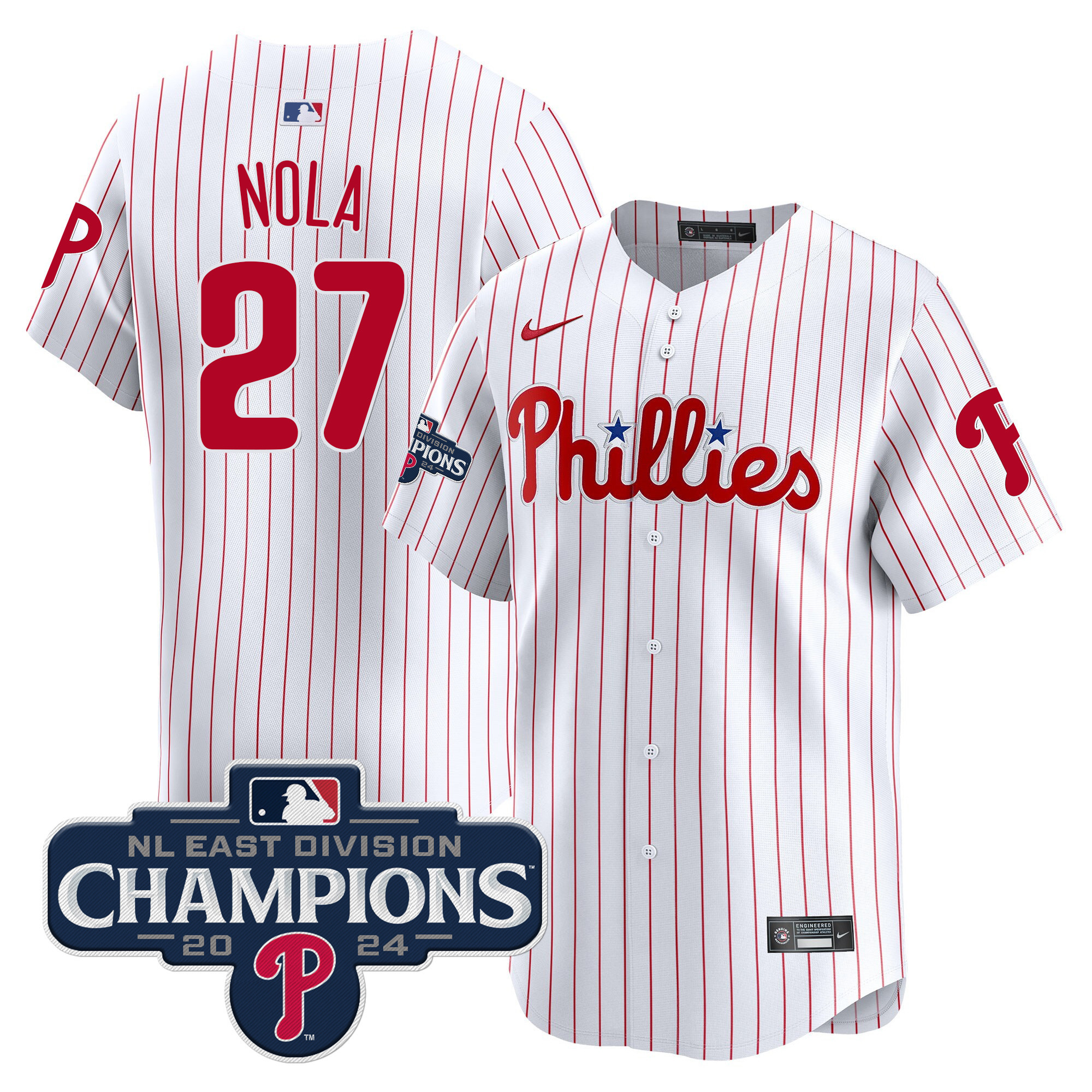 Men's Phillies 2024 NL East Division Champions Gold Vapor Premier Limited Jersey - All Stitched