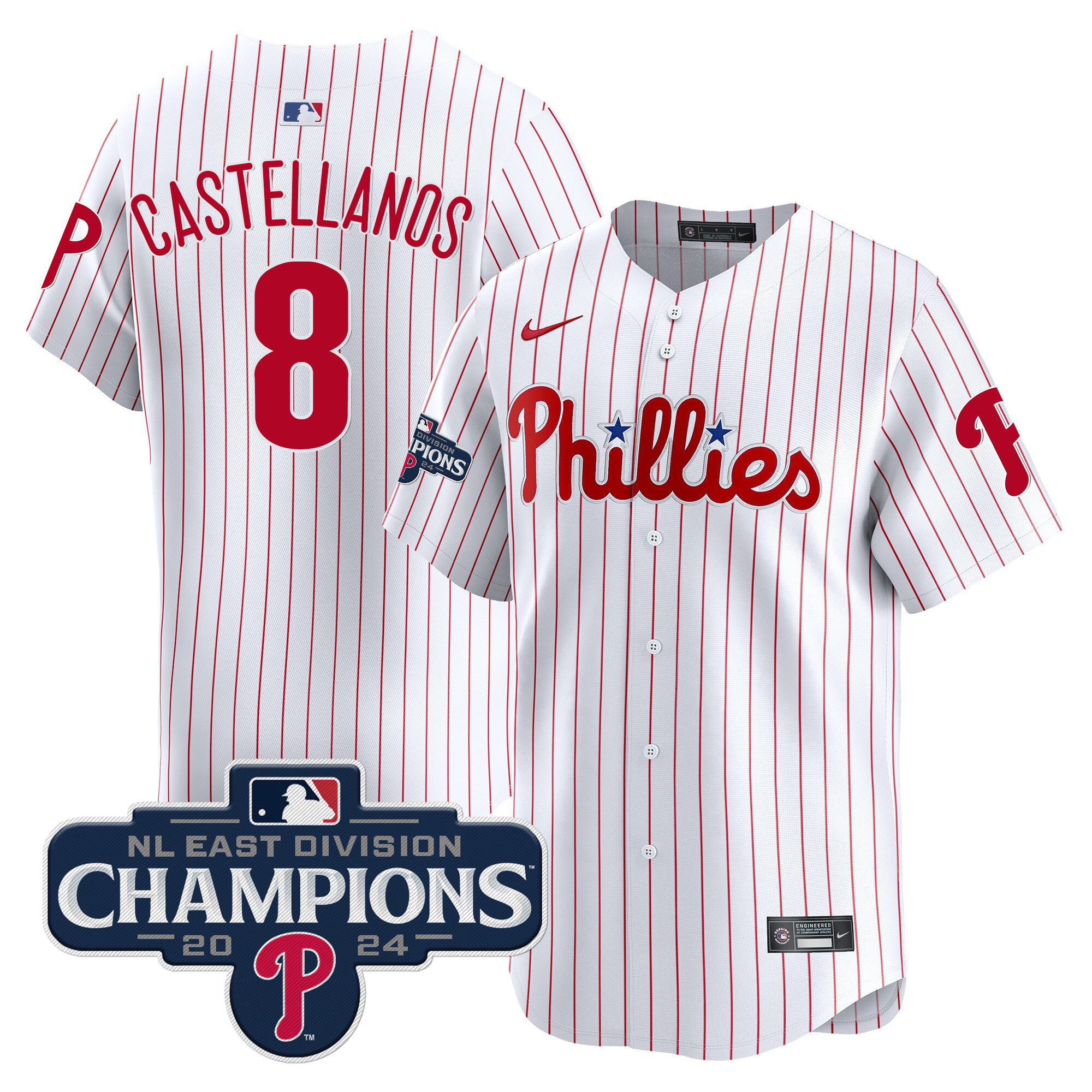 Men's Phillies 2024 NL East Division Champions Gold Vapor Premier Limited Jersey - All Stitched