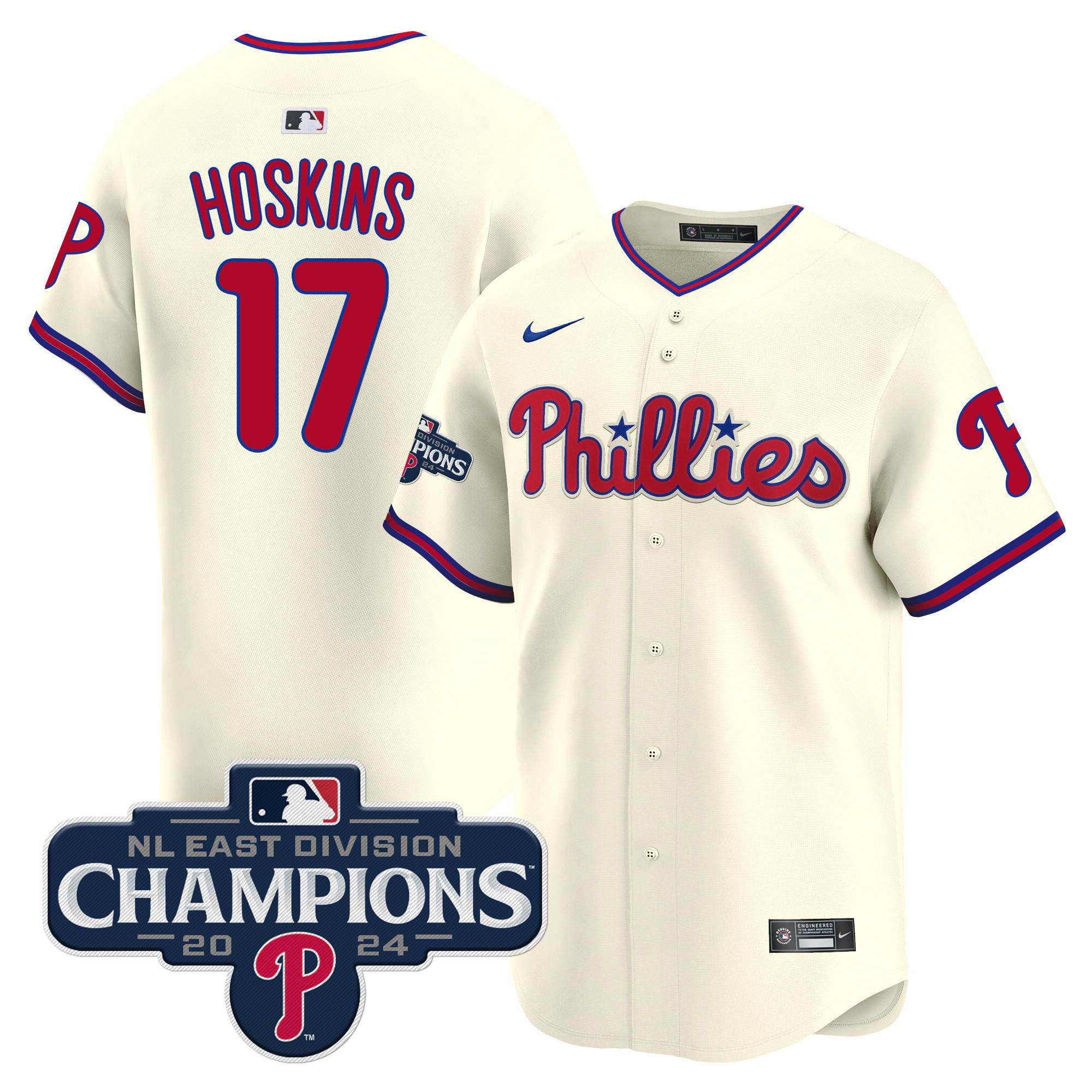 Men's Phillies 2024 NL East Division Champions Gold Vapor Premier Limited Jersey - All Stitched