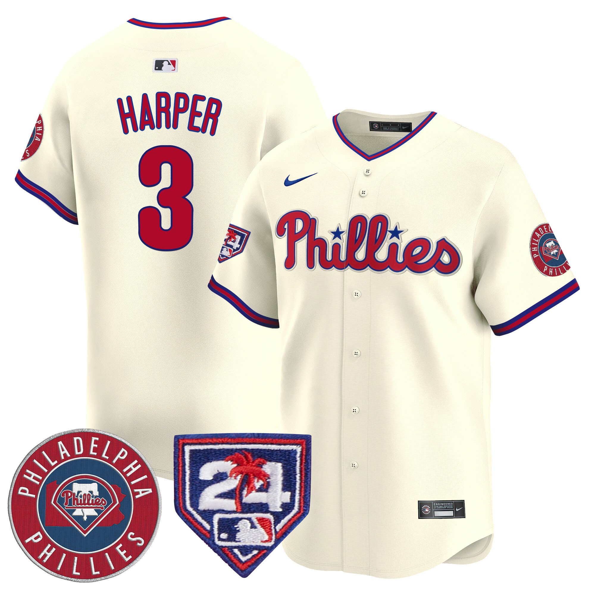 Men's Phillies 2024 Spring Training Patch Vapor Premier Limited Jersey V2 - All Stitched