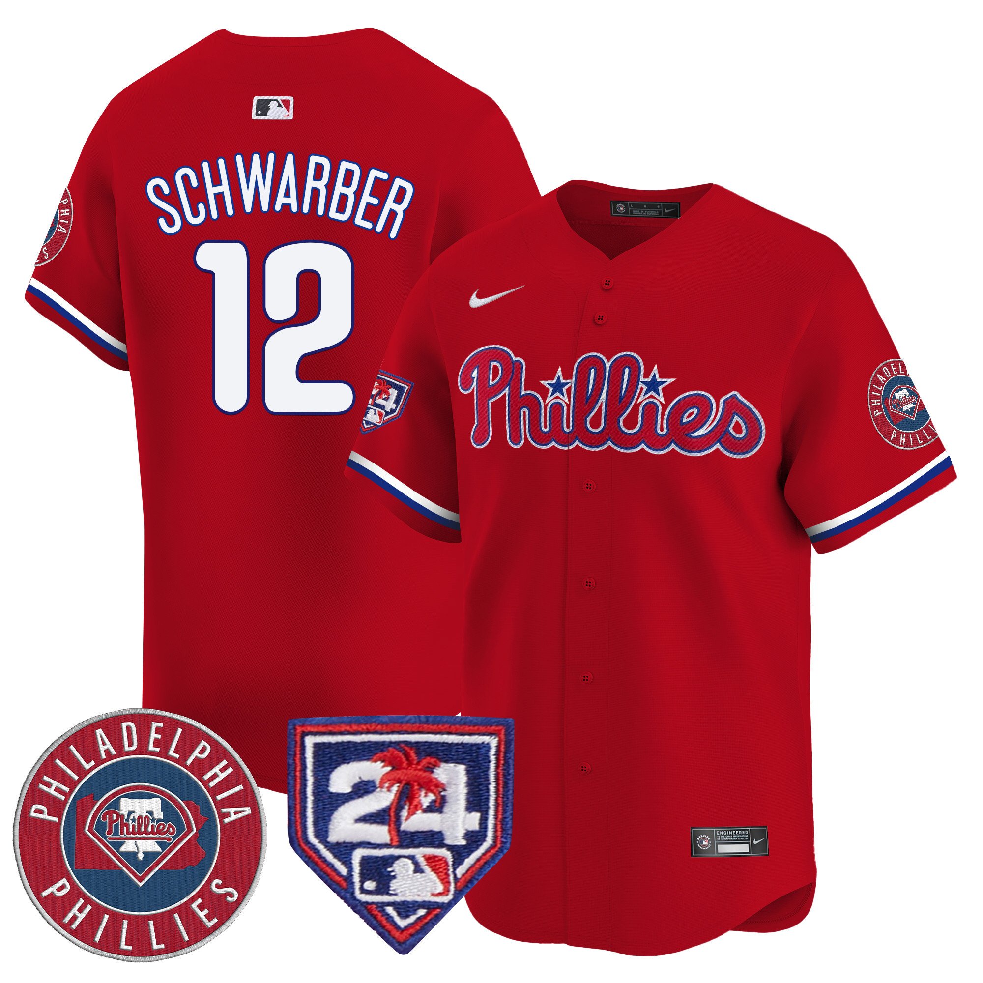 Men's Phillies 2024 Spring Training Patch Vapor Premier Limited Jersey V2 - All Stitched