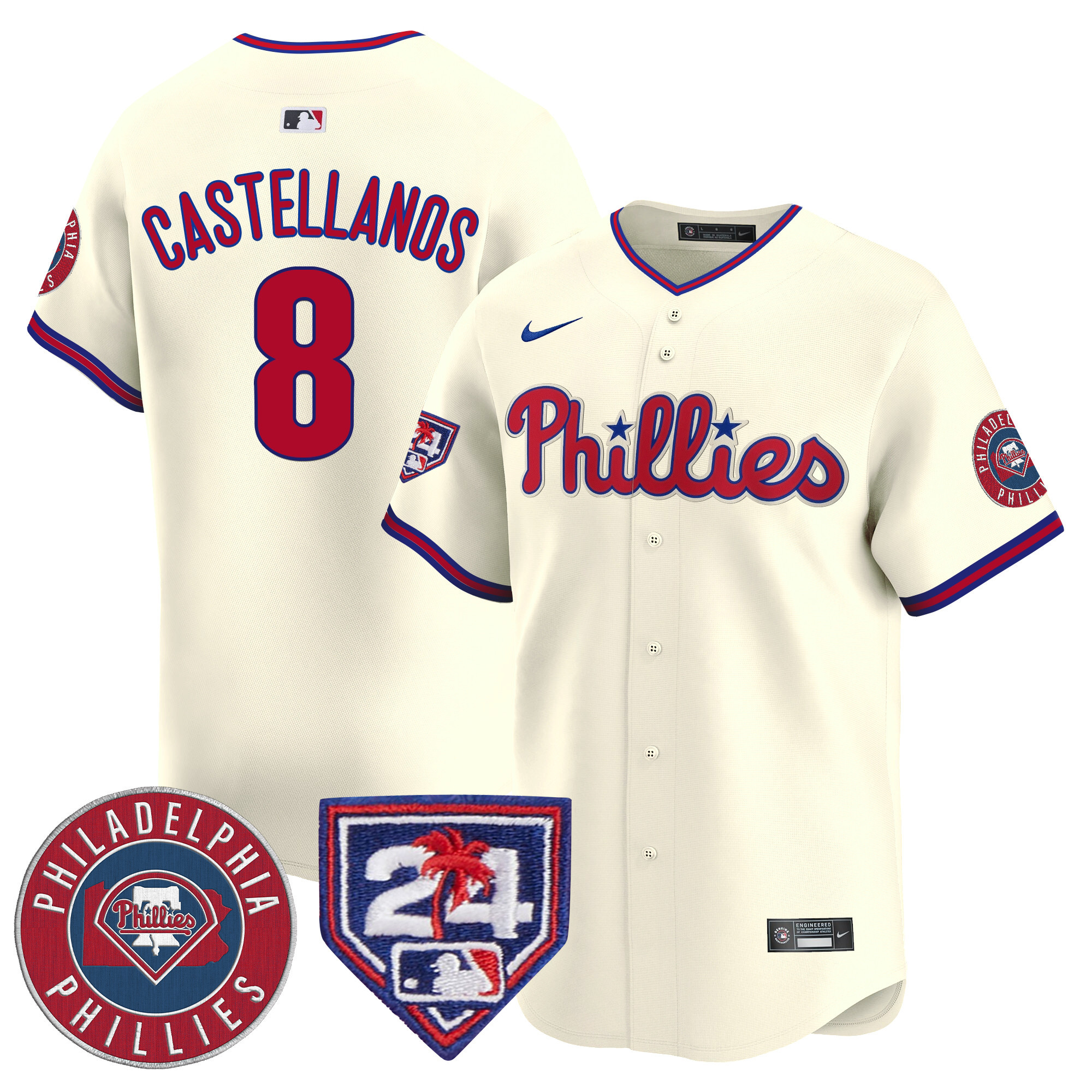 Men's Phillies 2024 Spring Training Patch Vapor Premier Limited Jersey V2 - All Stitched