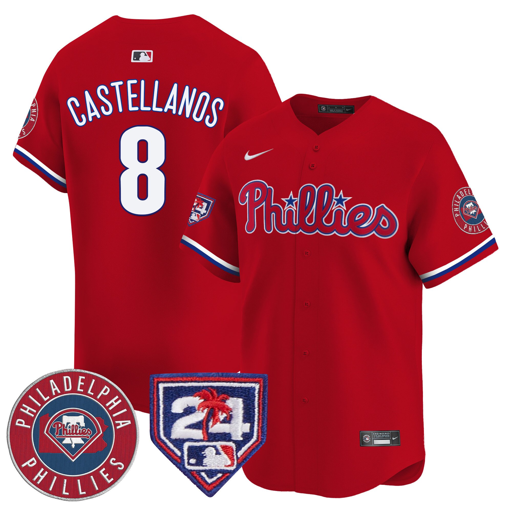 Men's Phillies 2024 Spring Training Patch Vapor Premier Limited Jersey V2 - All Stitched