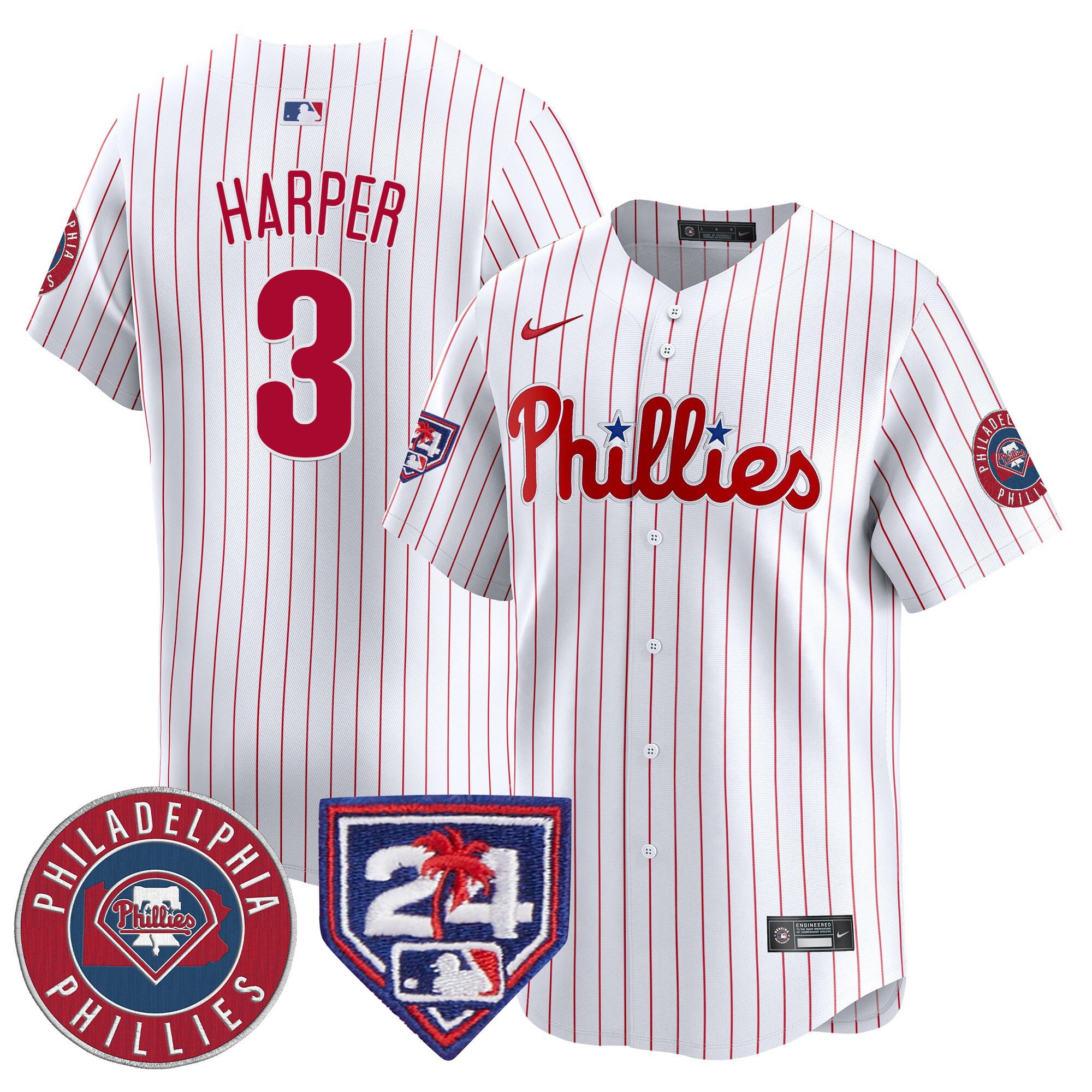 Men's Phillies 2024 Spring Training Patch Vapor Premier Limited Jersey V2 - All Stitched