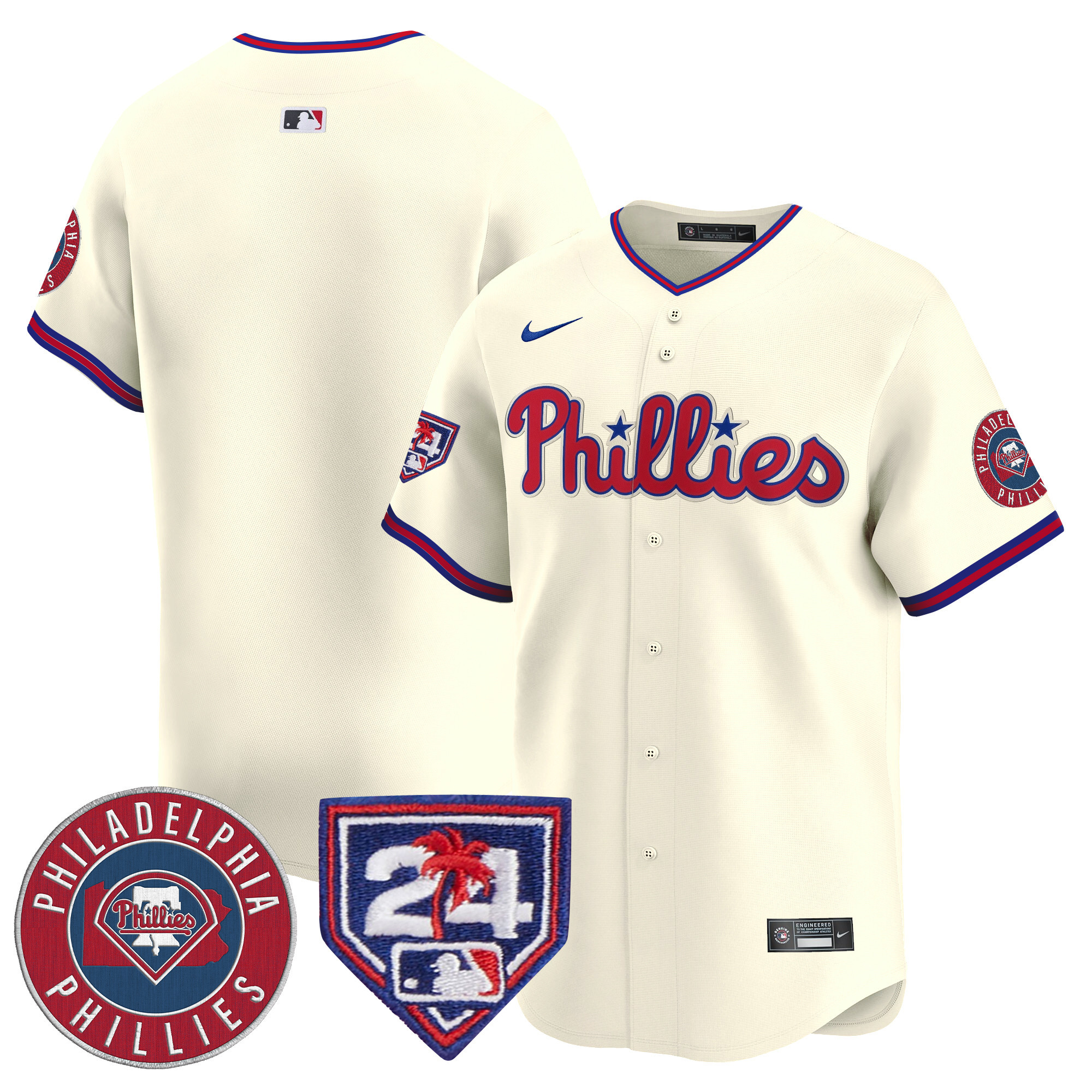 Men's Phillies 2024 Spring Training Patch Vapor Premier Limited Jersey V2 - All Stitched