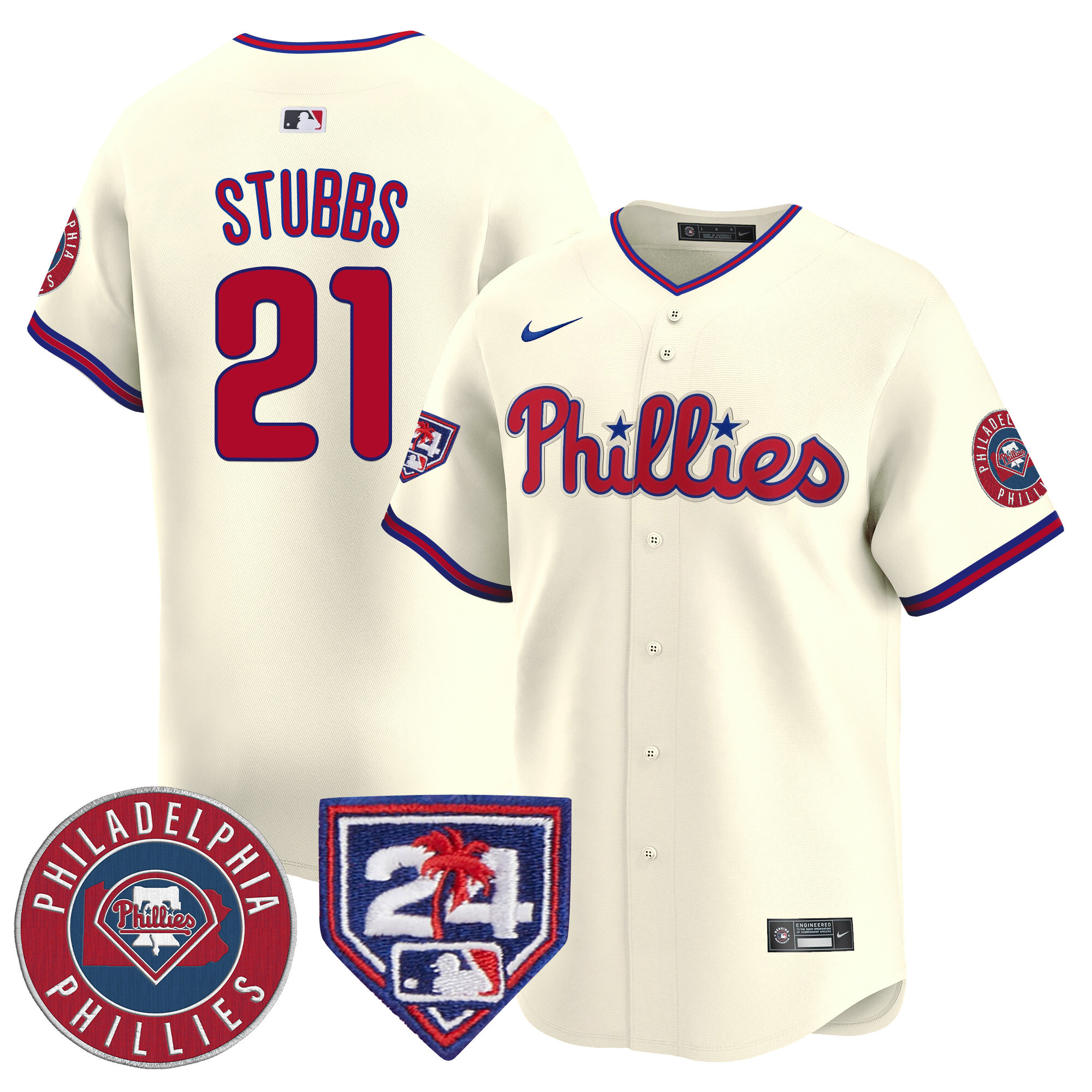 Men's Phillies 2024 Spring Training Patch Vapor Premier Limited Jersey V2 - All Stitched