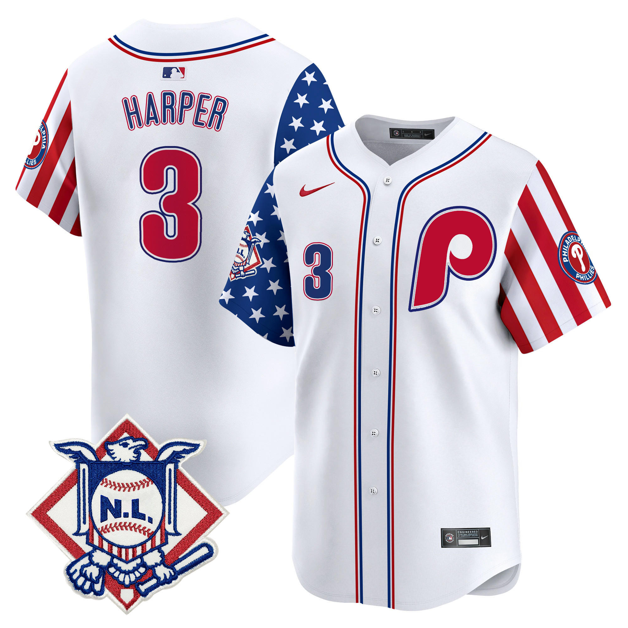 Men's Phillies 2025 Fourth of July Vapor Premier Limited Jersey V2 - All Stitched