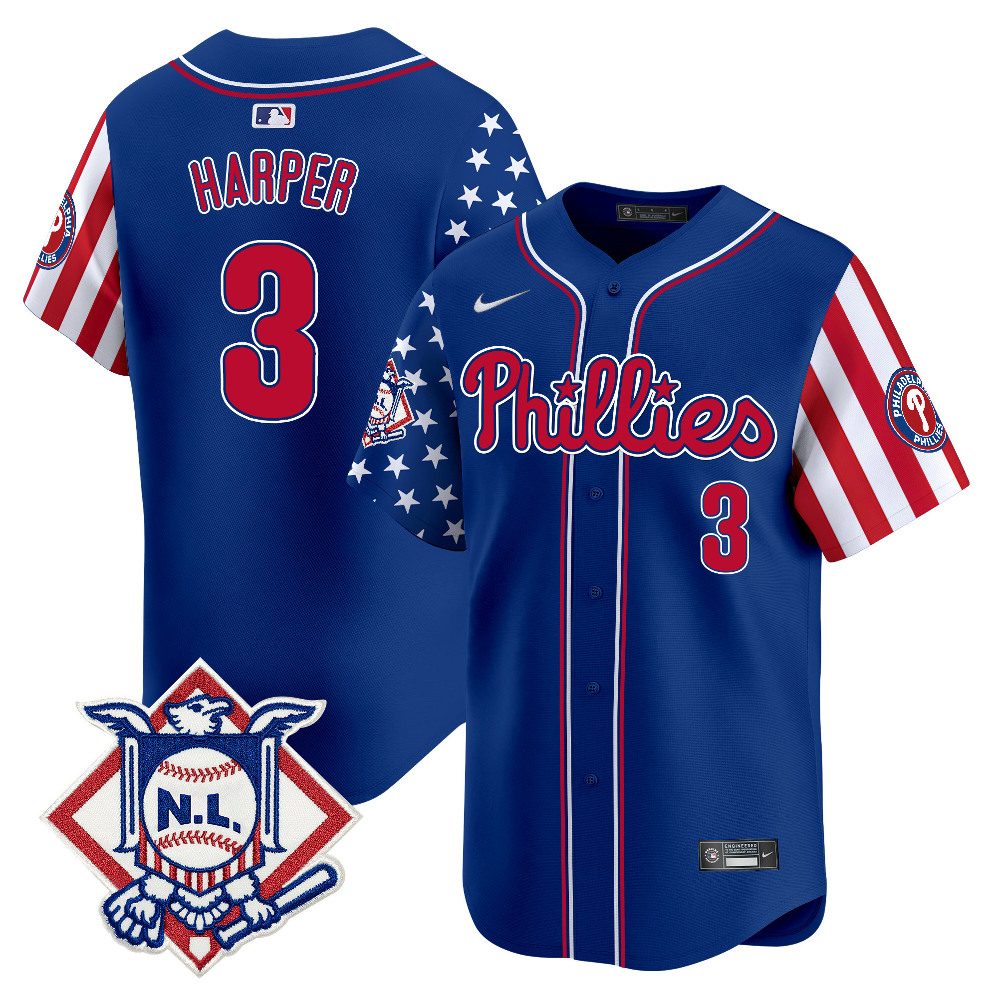 Men's Phillies 2025 Fourth of July Vapor Premier Limited Jersey V2 - All Stitched