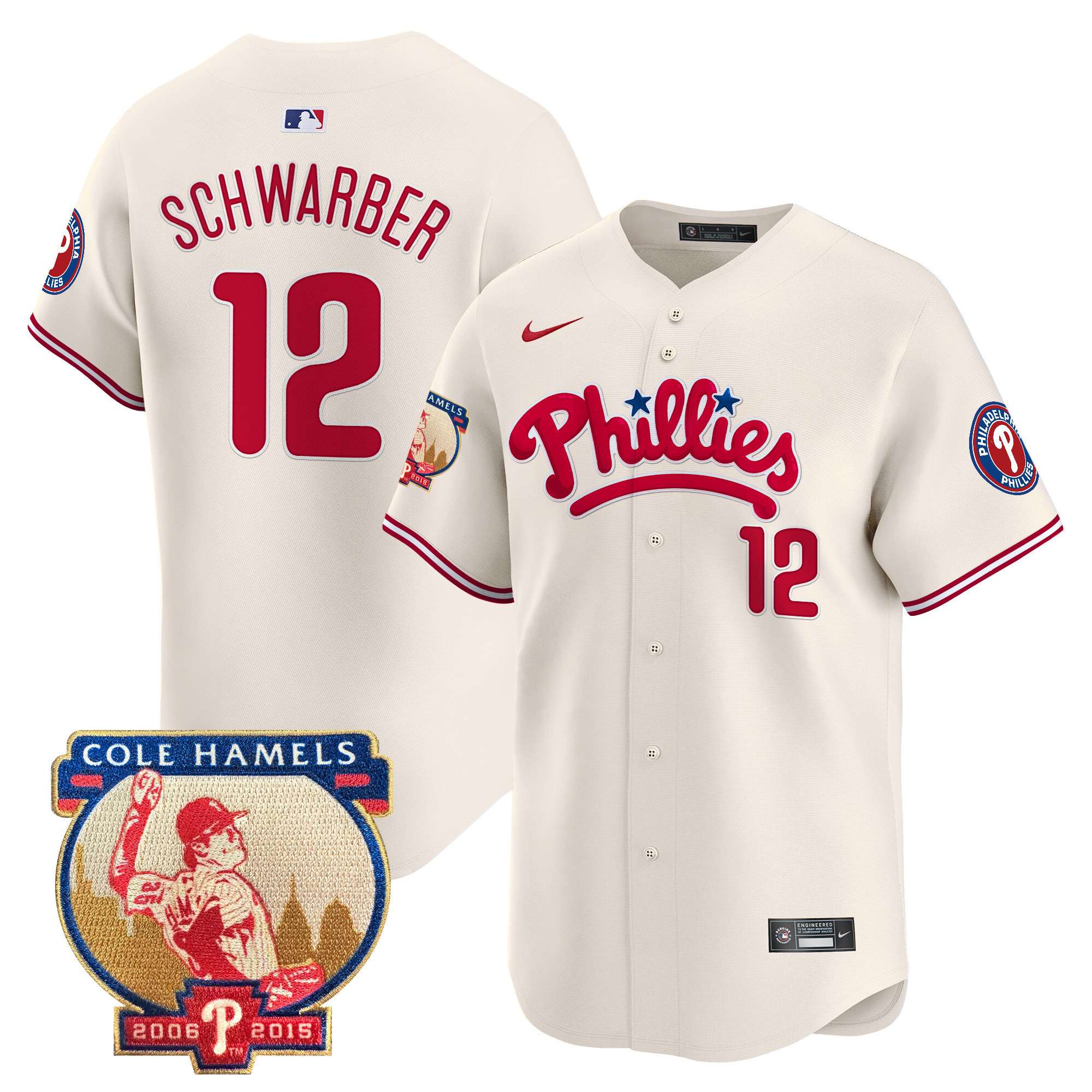 Men's Phillies Cole Hamels Patch Vapor Premier Limited Jersey - All Stitched