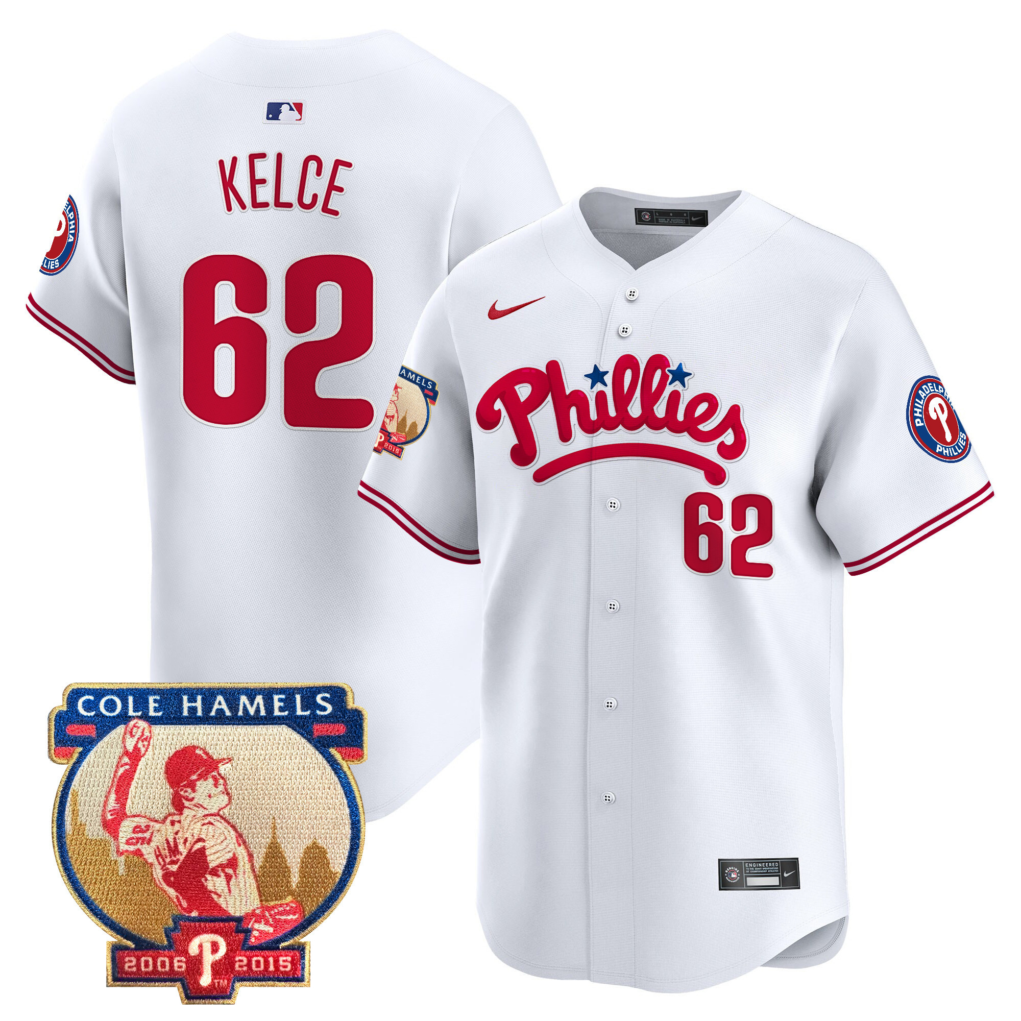 Men's Phillies Cole Hamels Patch Vapor Premier Limited Jersey - All Stitched