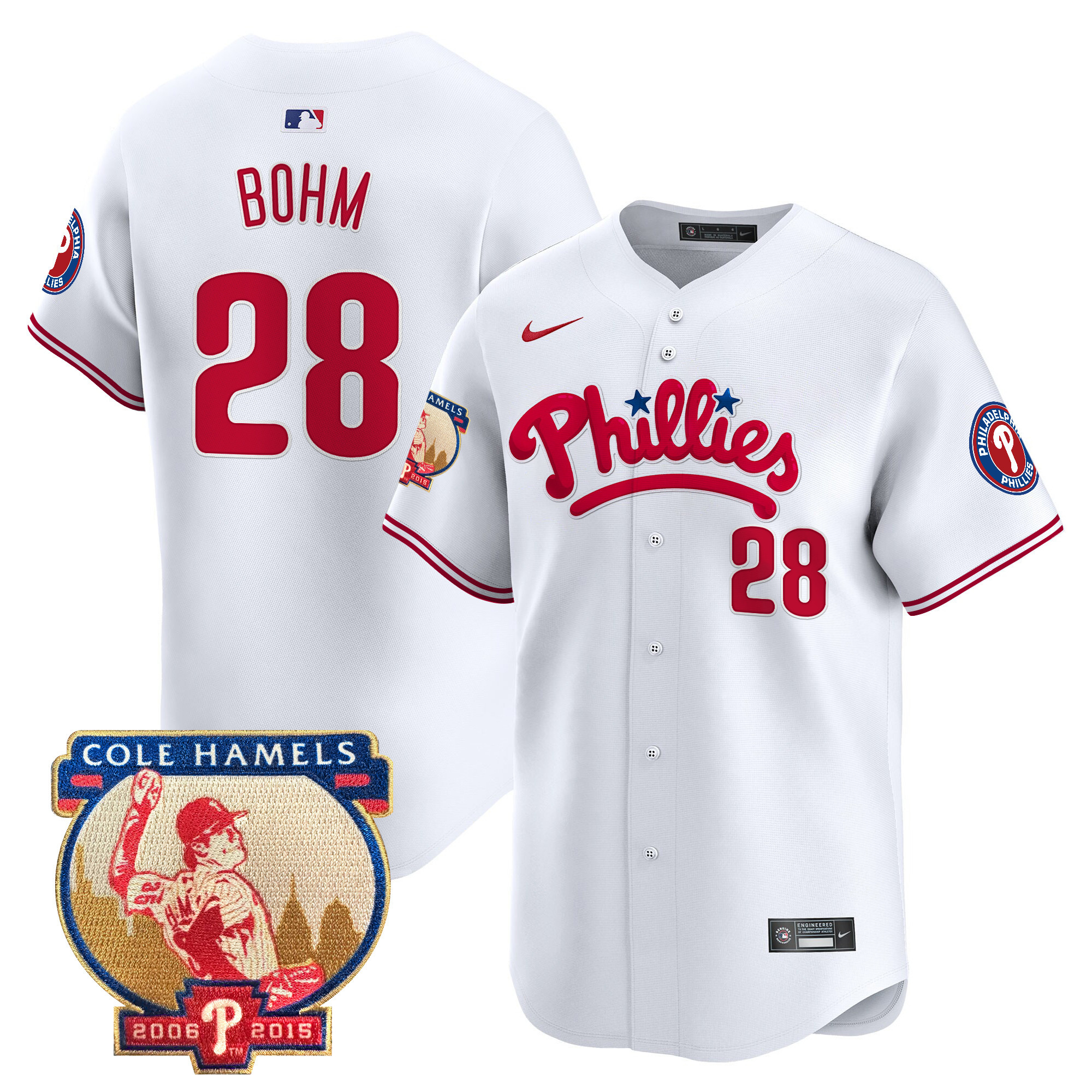 Men's Phillies Cole Hamels Patch Vapor Premier Limited Jersey - All Stitched