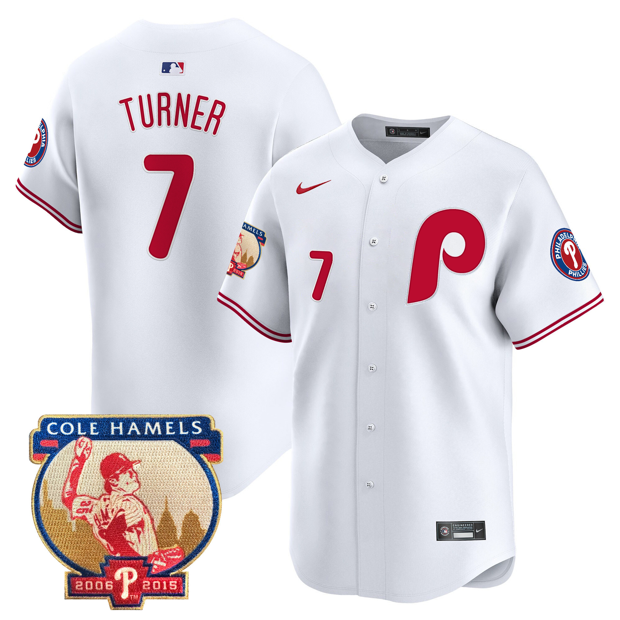 Men's Phillies Cole Hamels Patch Vapor Premier Limited Jersey - All Stitched