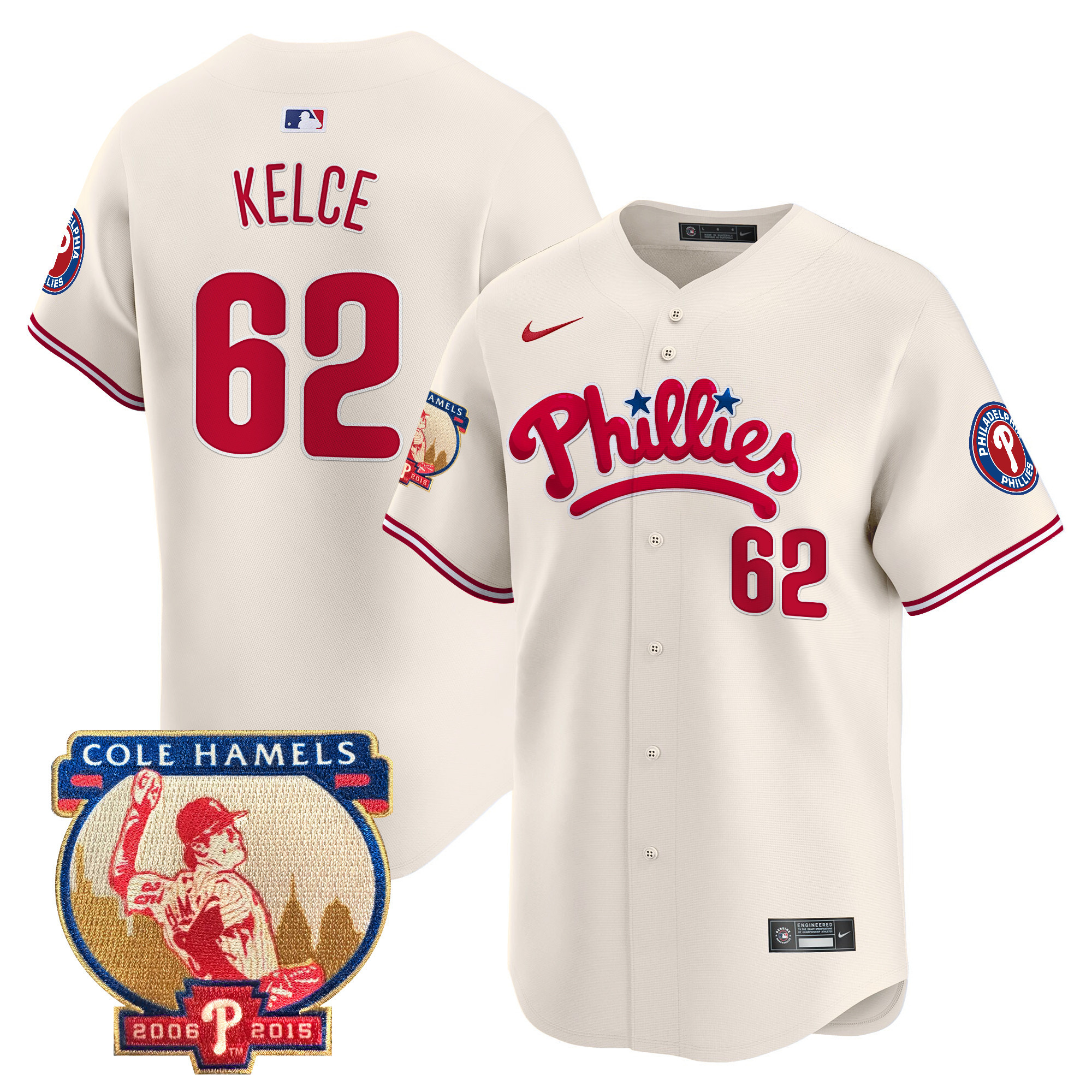 Men's Phillies Cole Hamels Patch Vapor Premier Limited Jersey - All Stitched