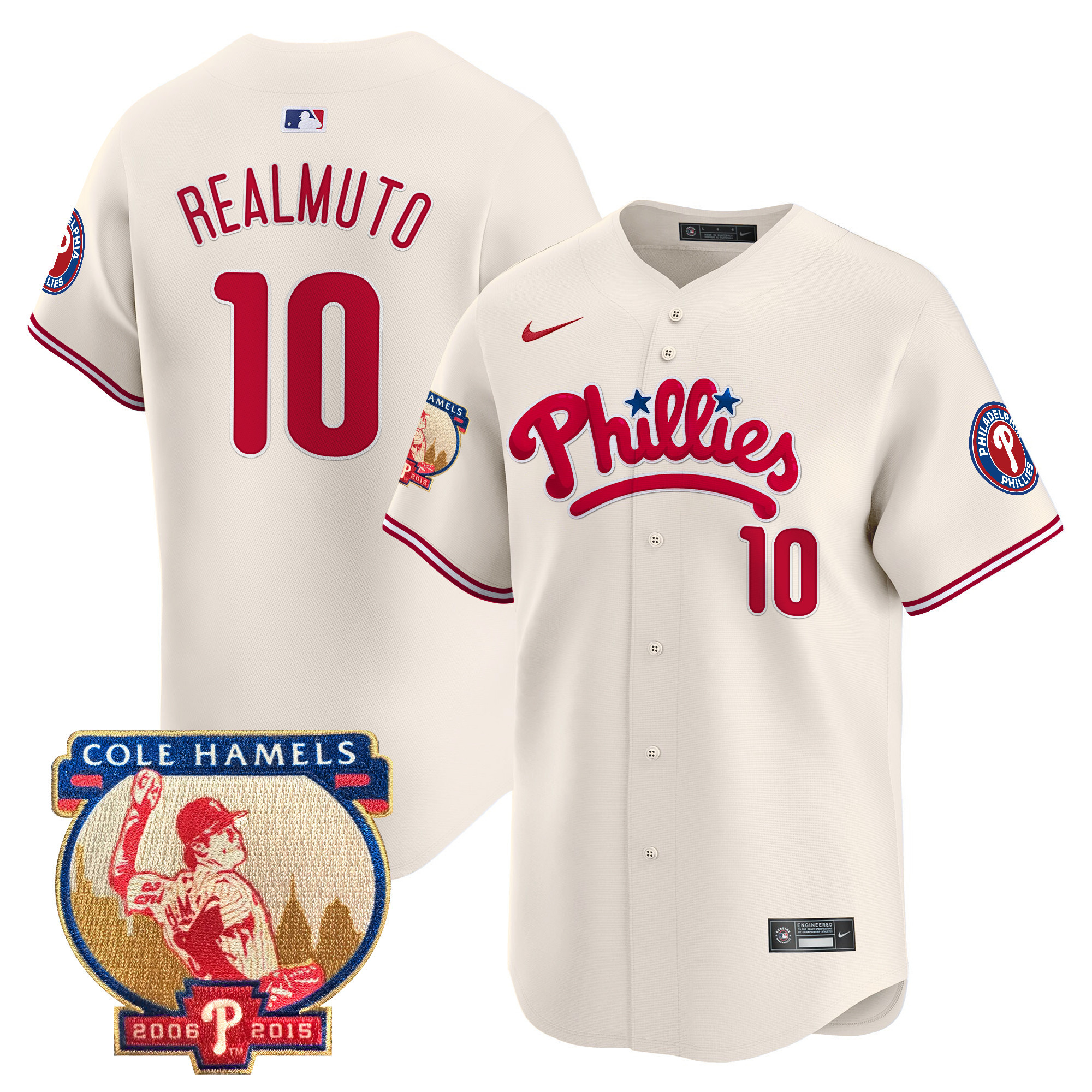 Men's Phillies Cole Hamels Patch Vapor Premier Limited Jersey - All Stitched