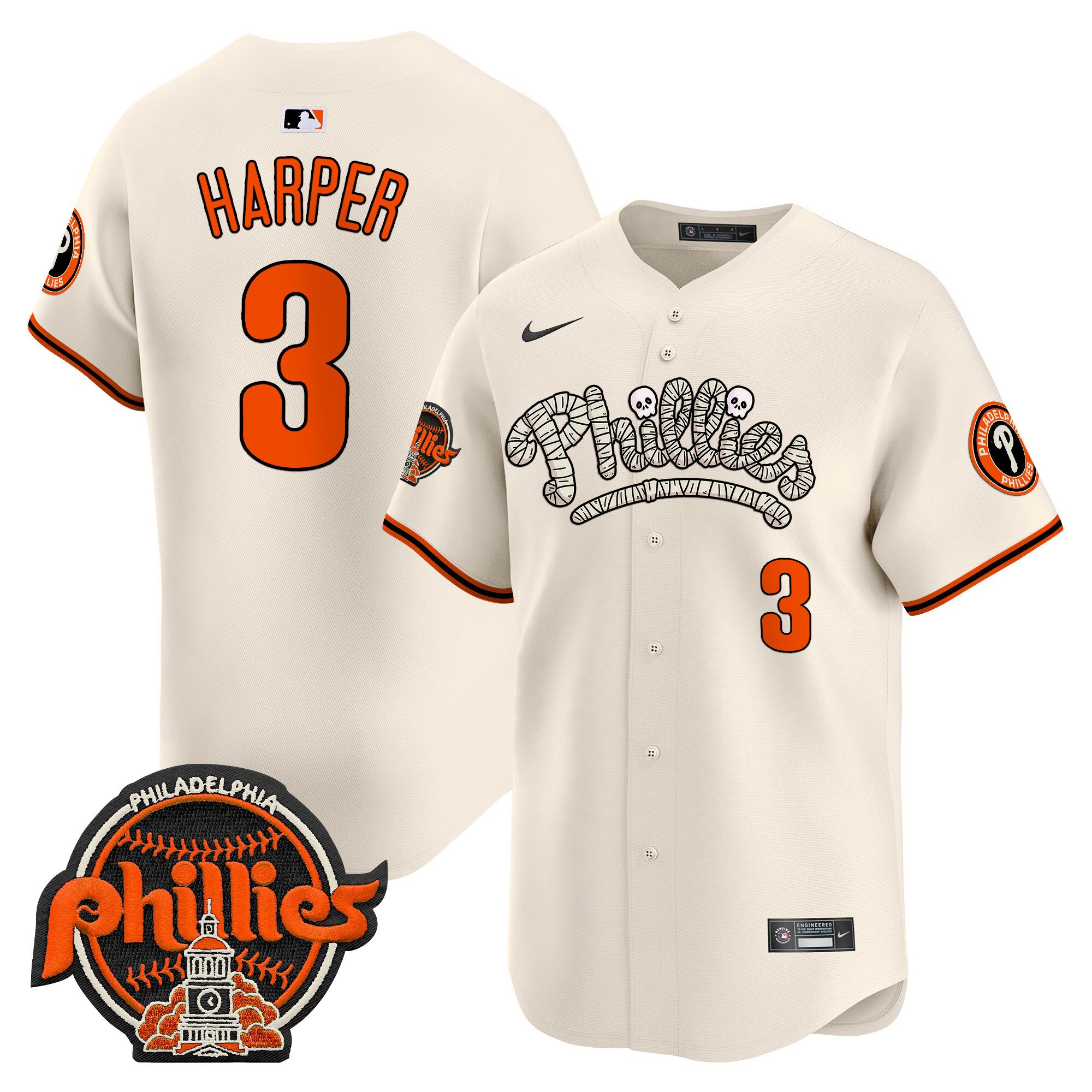 Men's Phillies Halloween Vapor Premier Limited Jersey - All Stitched