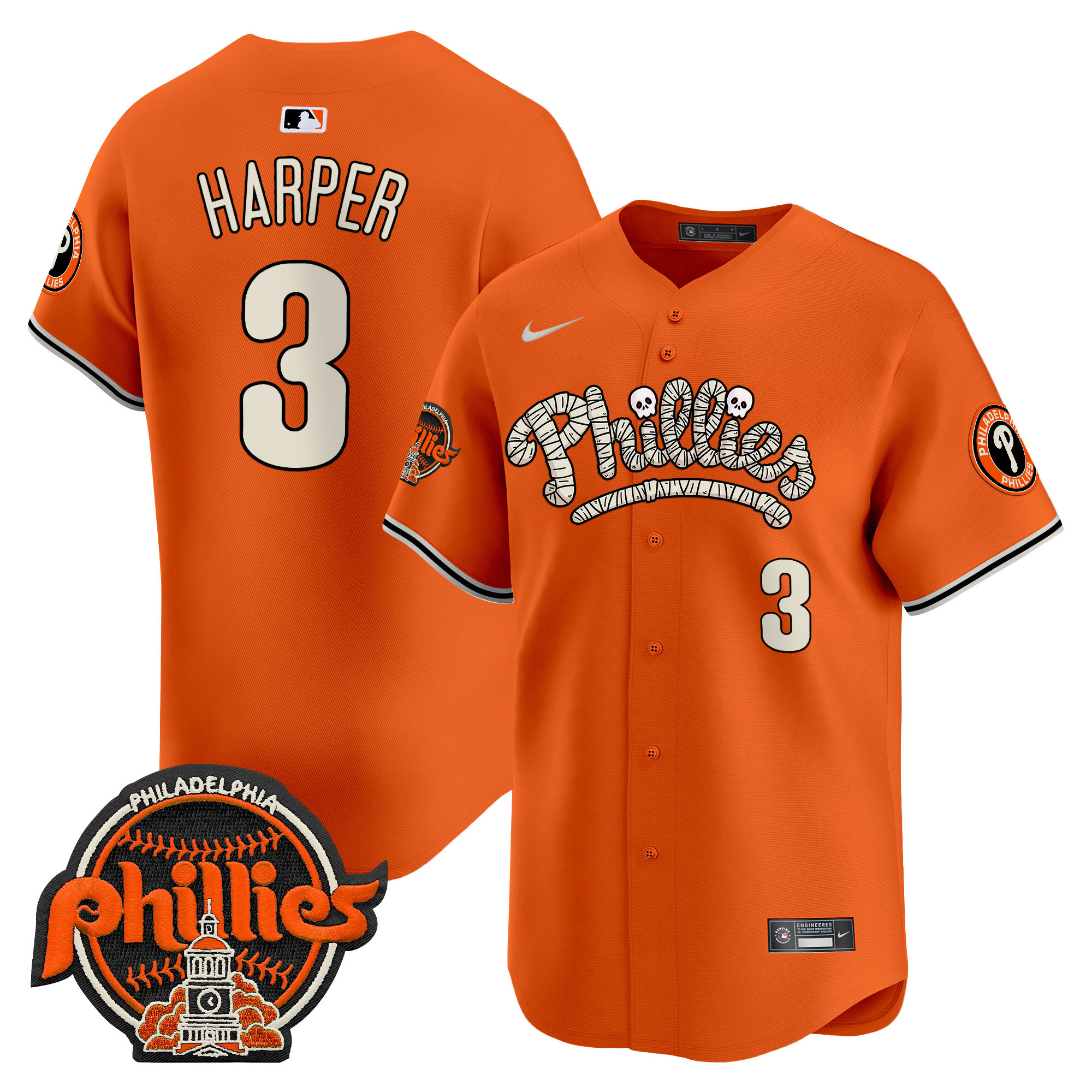 Men's Phillies Halloween Vapor Premier Limited Jersey - All Stitched