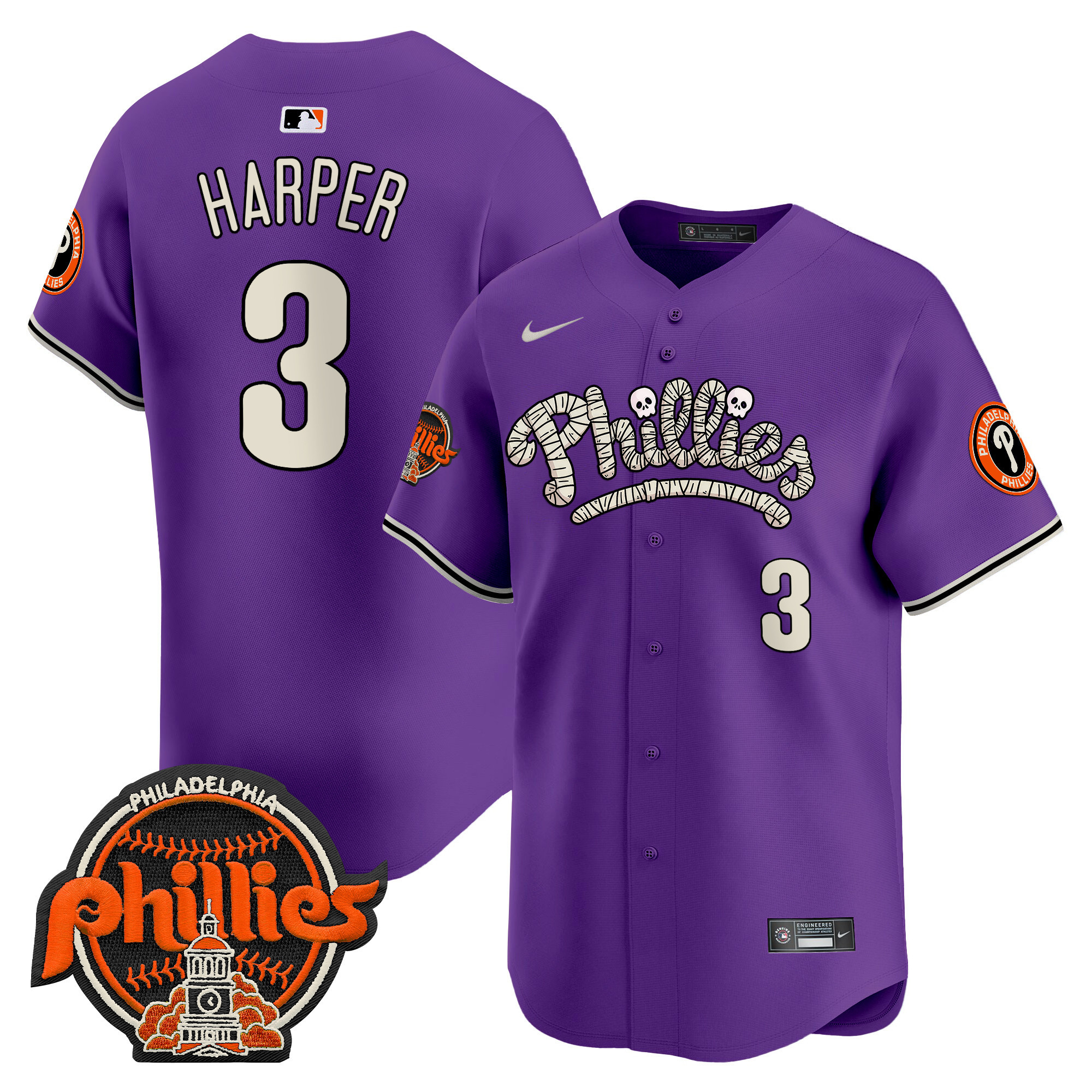 Men's Phillies Halloween Vapor Premier Limited Jersey - All Stitched