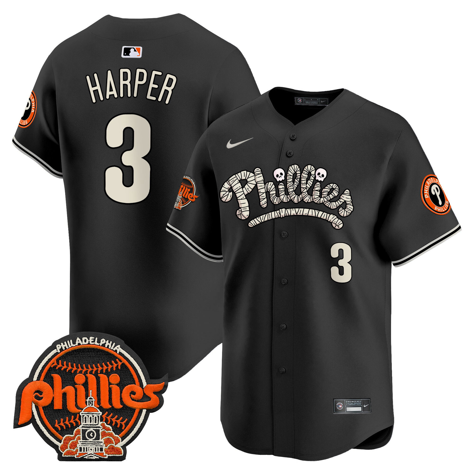 Men's Phillies Halloween Vapor Premier Limited Jersey - All Stitched