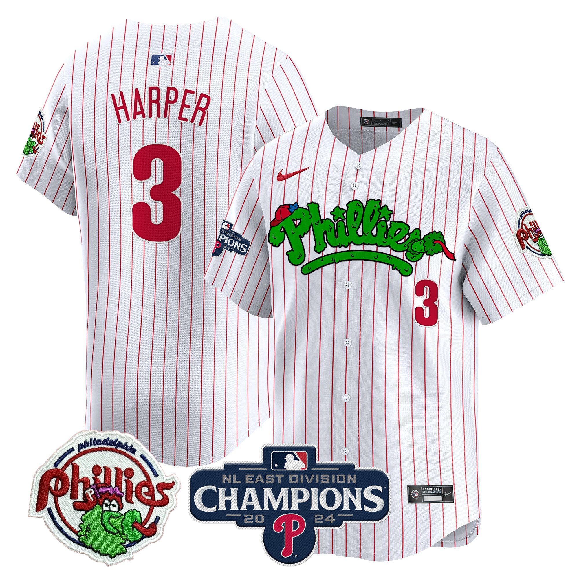 Men's Phillies Phanatic 2024 NL East Division Champions Vapor Premier Limited Jersey - All Stitched
