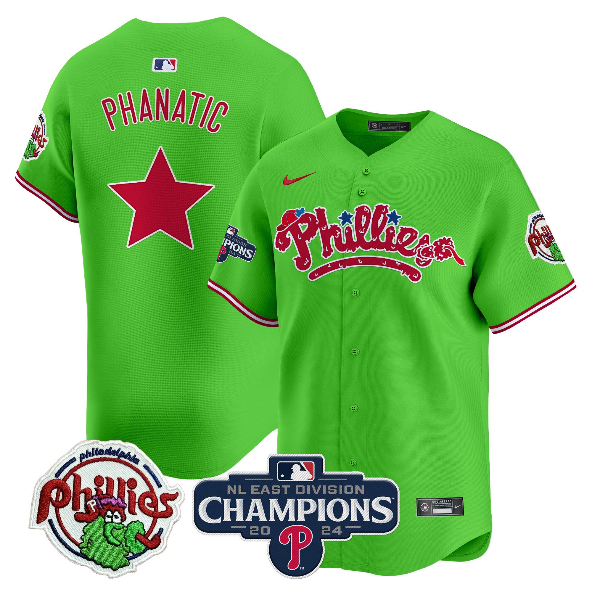 Men's Phillies Phanatic 2024 NL East Division Champions Vapor Premier Limited Jersey - All Stitched