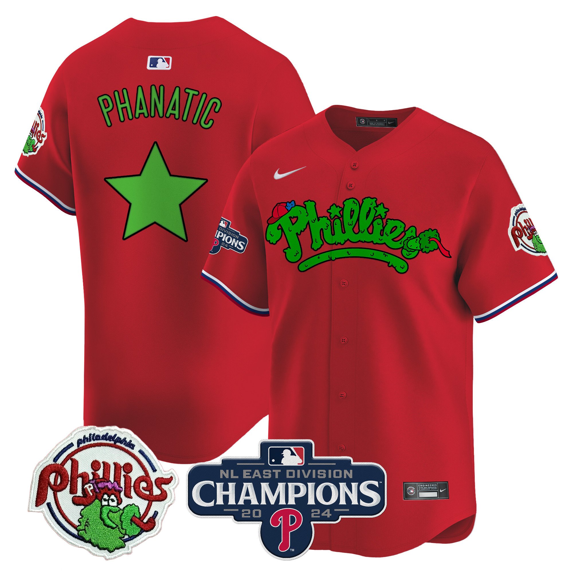 Men's Phillies Phanatic 2024 NL East Division Champions Vapor Premier Limited Jersey - All Stitched