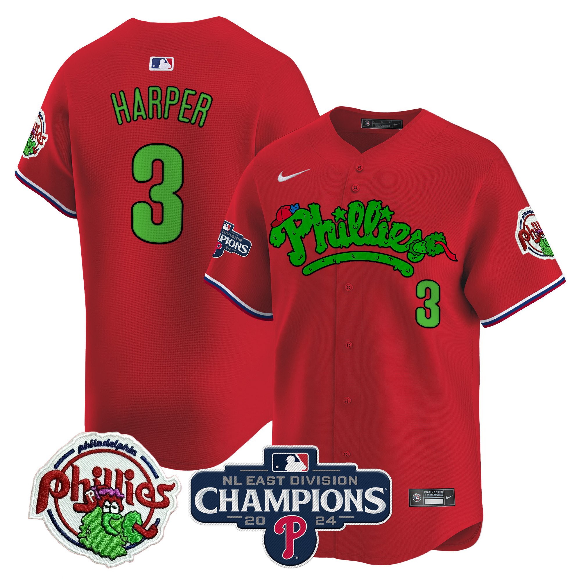 Men's Phillies Phanatic 2024 NL East Division Champions Vapor Premier Limited Jersey - All Stitched