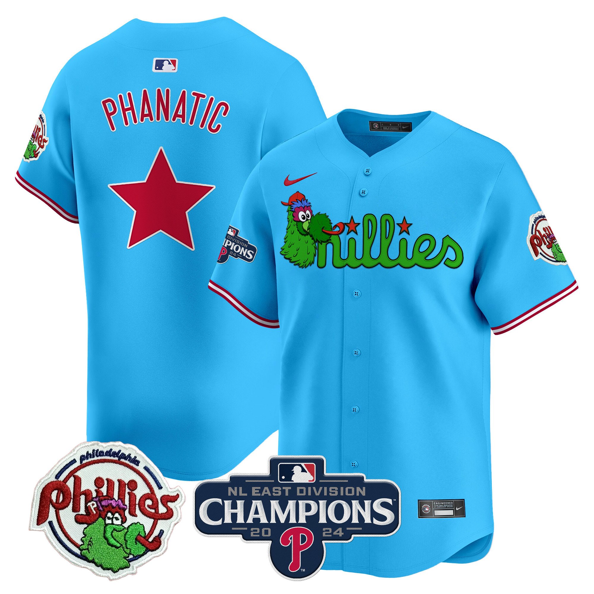 Men's Phillies Phanatic 2024 NL East Division Champions Vapor Premier Limited Jersey V2 - All Stitched