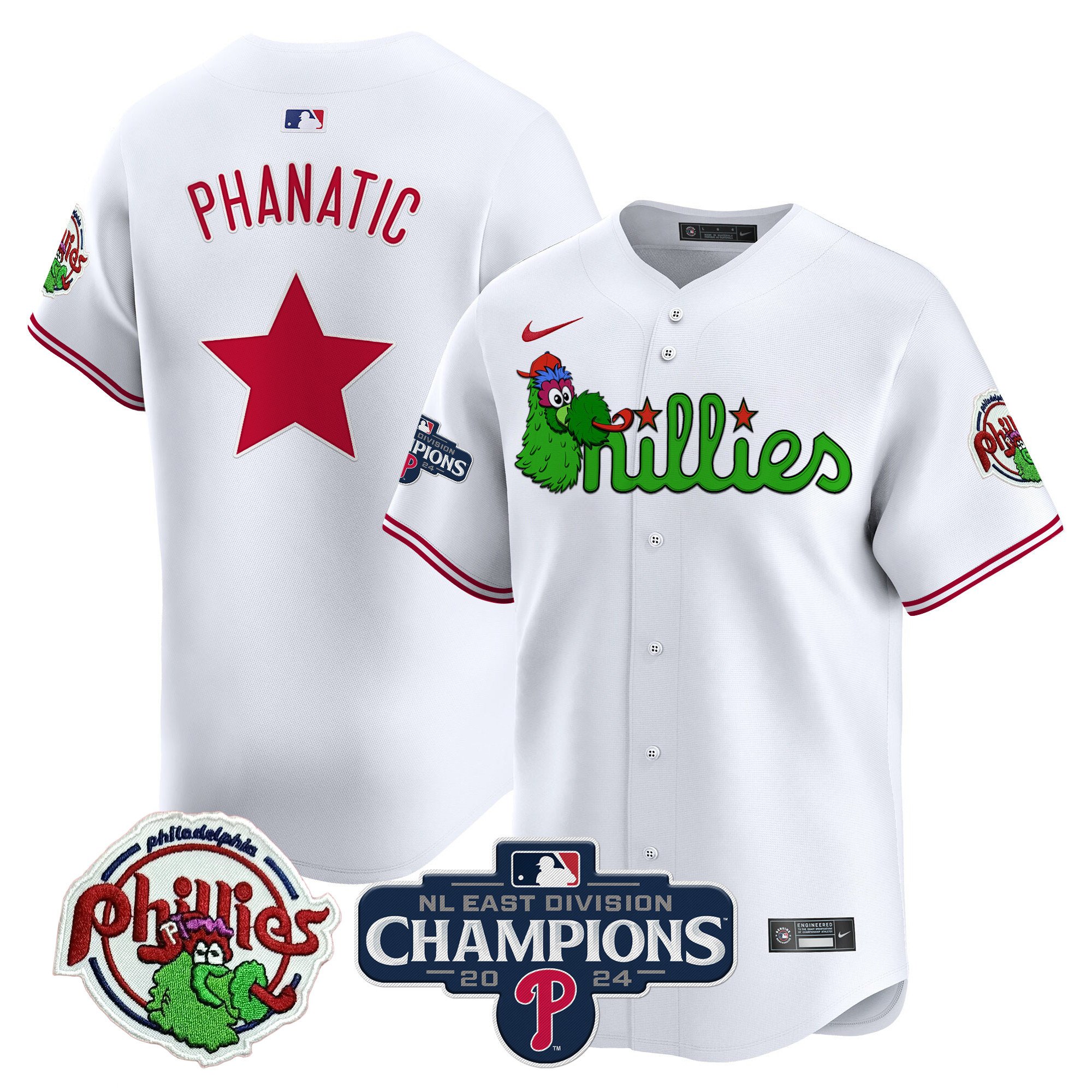 Men's Phillies Phanatic 2024 NL East Division Champions Vapor Premier Limited Jersey V2 - All Stitched