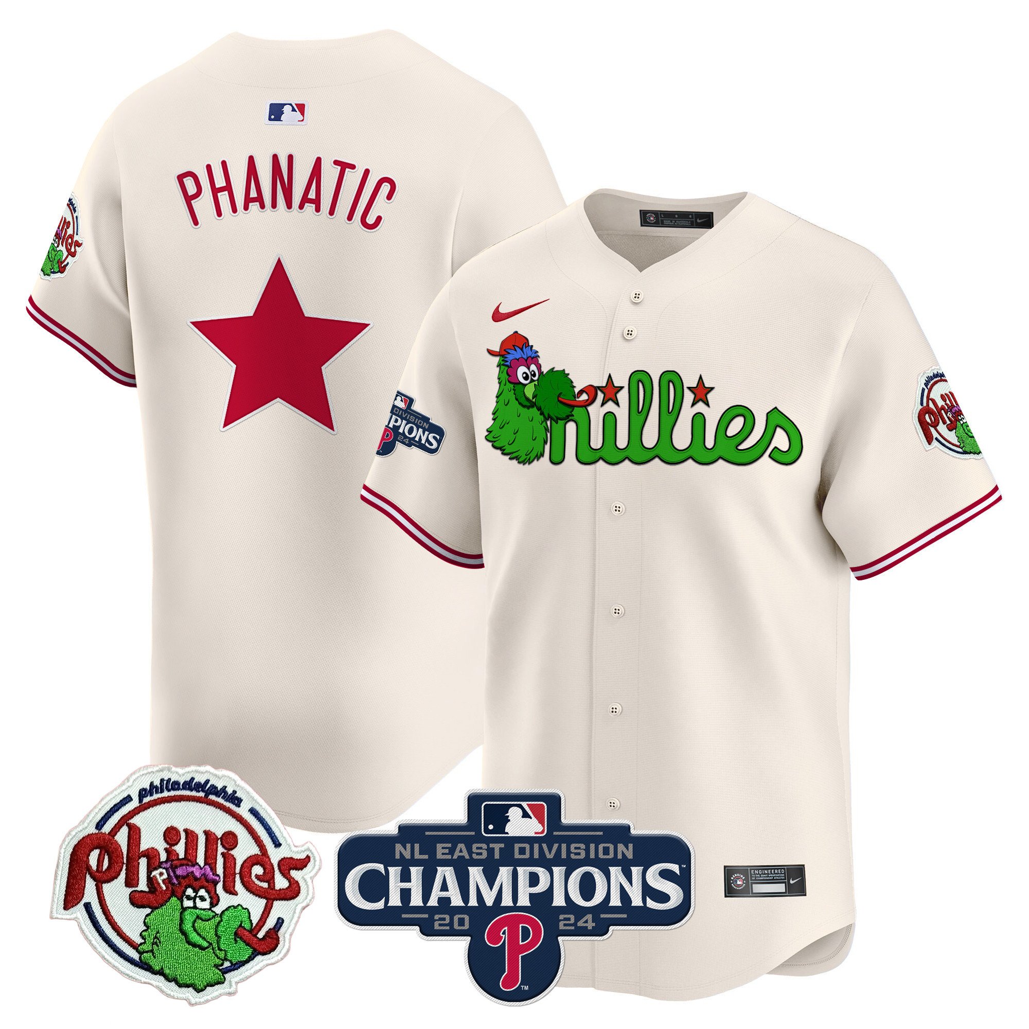 Men's Phillies Phanatic 2024 NL East Division Champions Vapor Premier Limited Jersey V2 - All Stitched