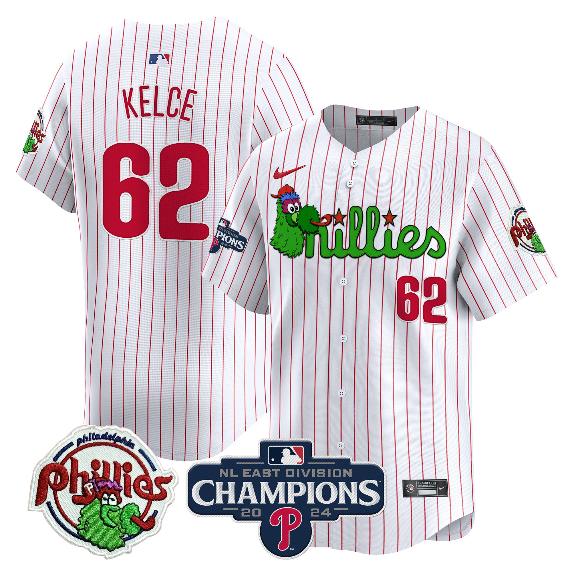 Men's Phillies Phanatic 2024 NL East Division Champions Vapor Premier Limited Jersey V2 - All Stitched