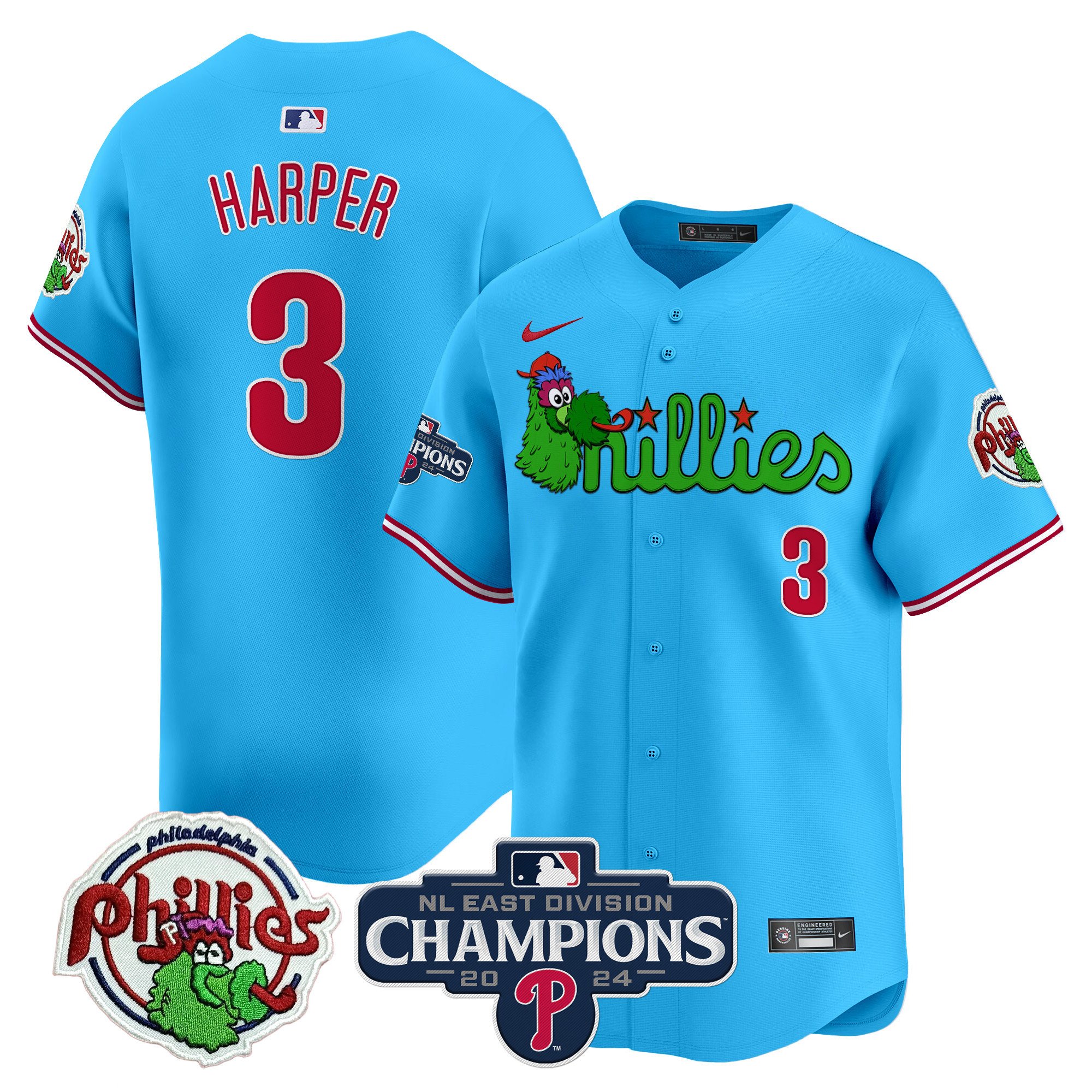 Men's Phillies Phanatic 2024 NL East Division Champions Vapor Premier Limited Jersey V2 - All Stitched