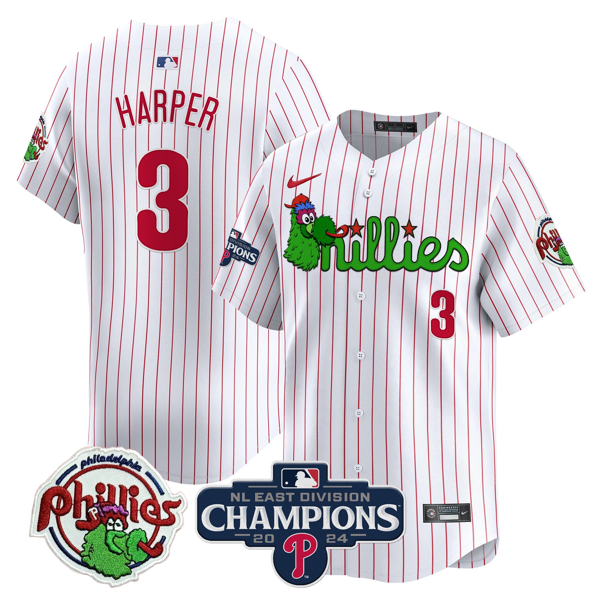 Men's Phillies Phanatic 2024 NL East Division Champions Vapor Premier Limited Jersey V2 - All Stitched