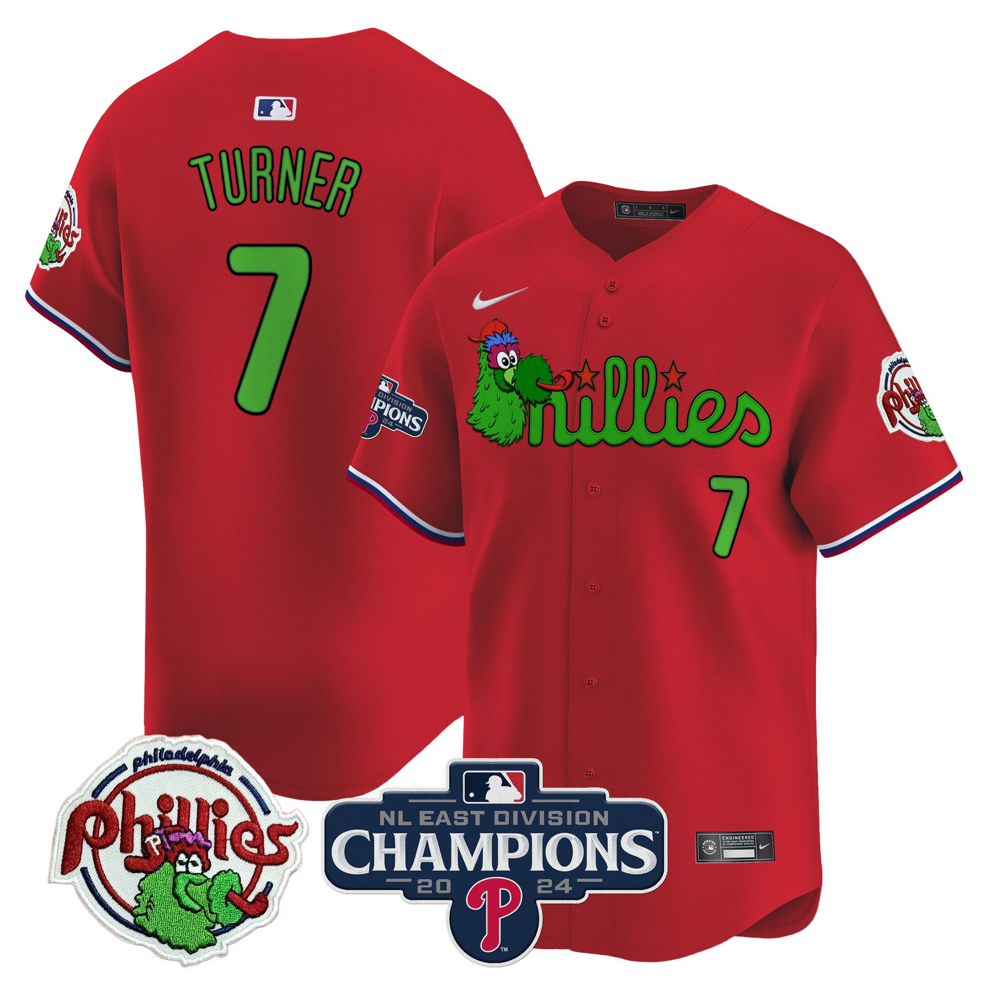 Men's Phillies Phanatic 2024 NL East Division Champions Vapor Premier Limited Jersey V2 - All Stitched