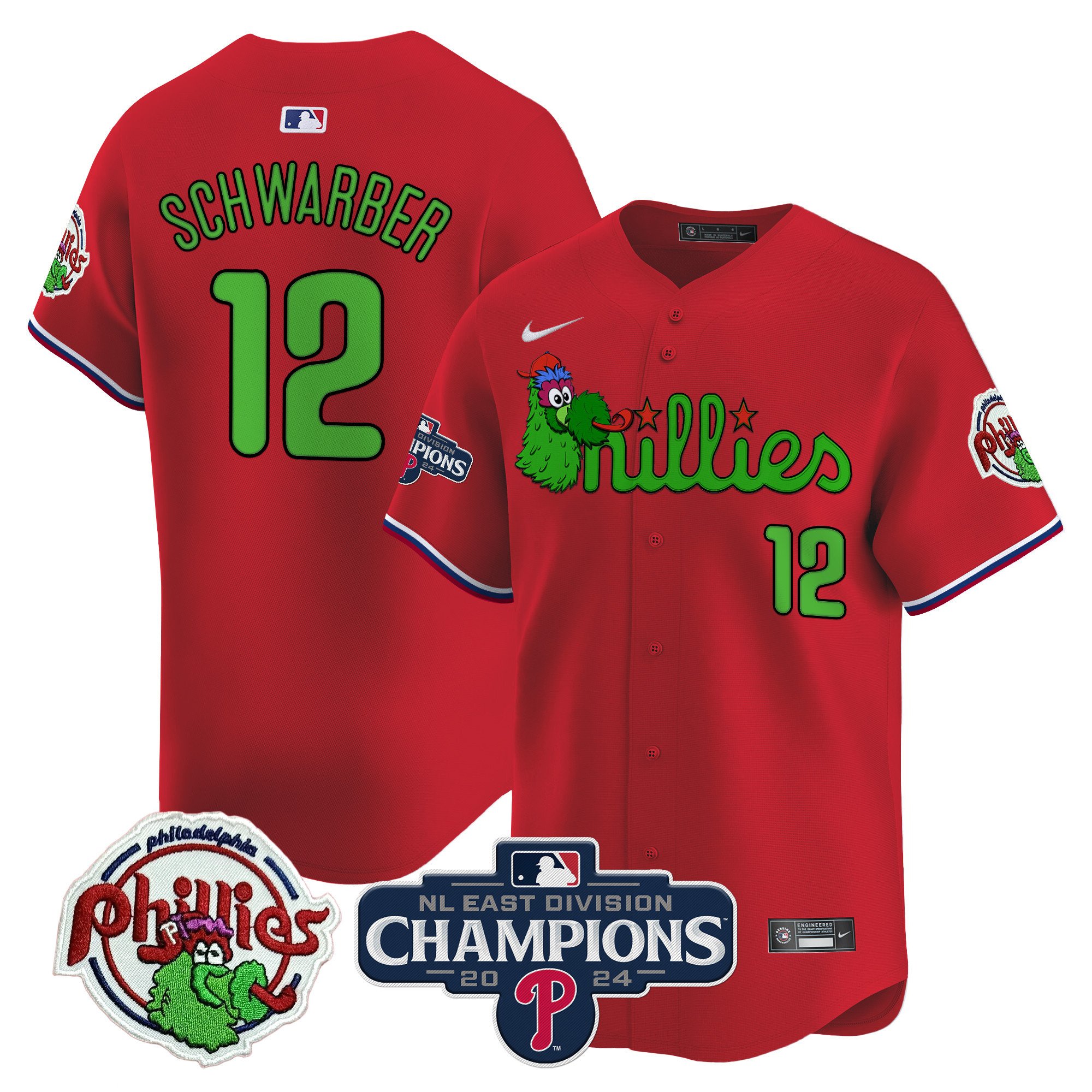 Men's Phillies Phanatic 2024 NL East Division Champions Vapor Premier Limited Jersey V2 - All Stitched