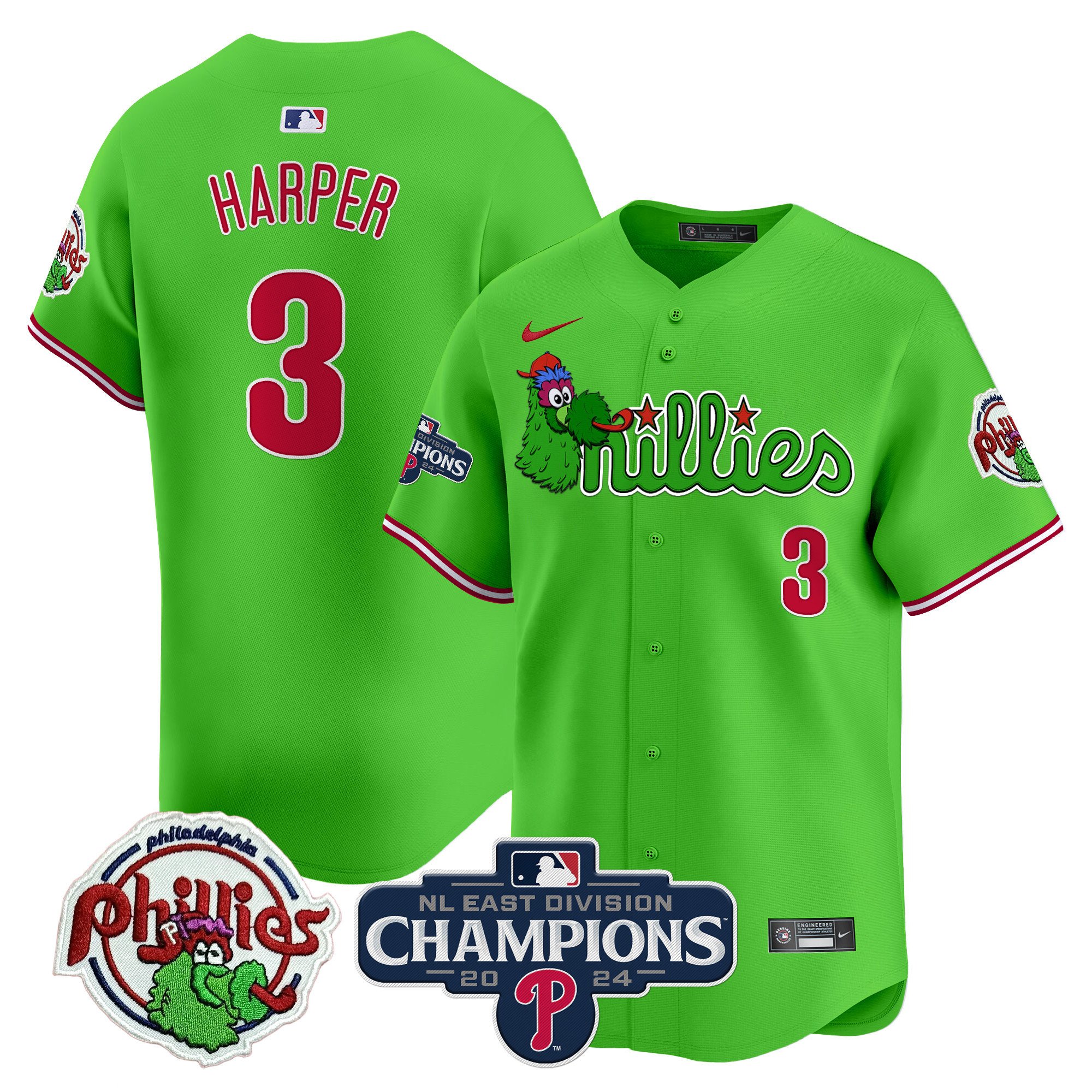 Men's Phillies Phanatic 2024 NL East Division Champions Vapor Premier Limited Jersey V2 - All Stitched