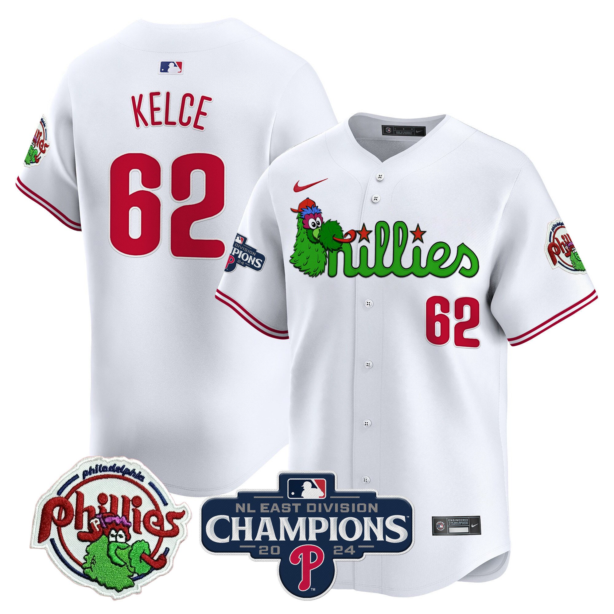 Men's Phillies Phanatic 2024 NL East Division Champions Vapor Premier Limited Jersey V2 - All Stitched