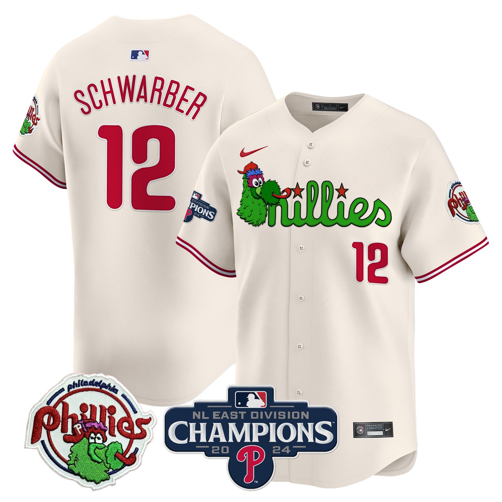 Men's Phillies Phanatic 2024 NL East Division Champions Vapor Premier Limited Jersey V2 - All Stitched