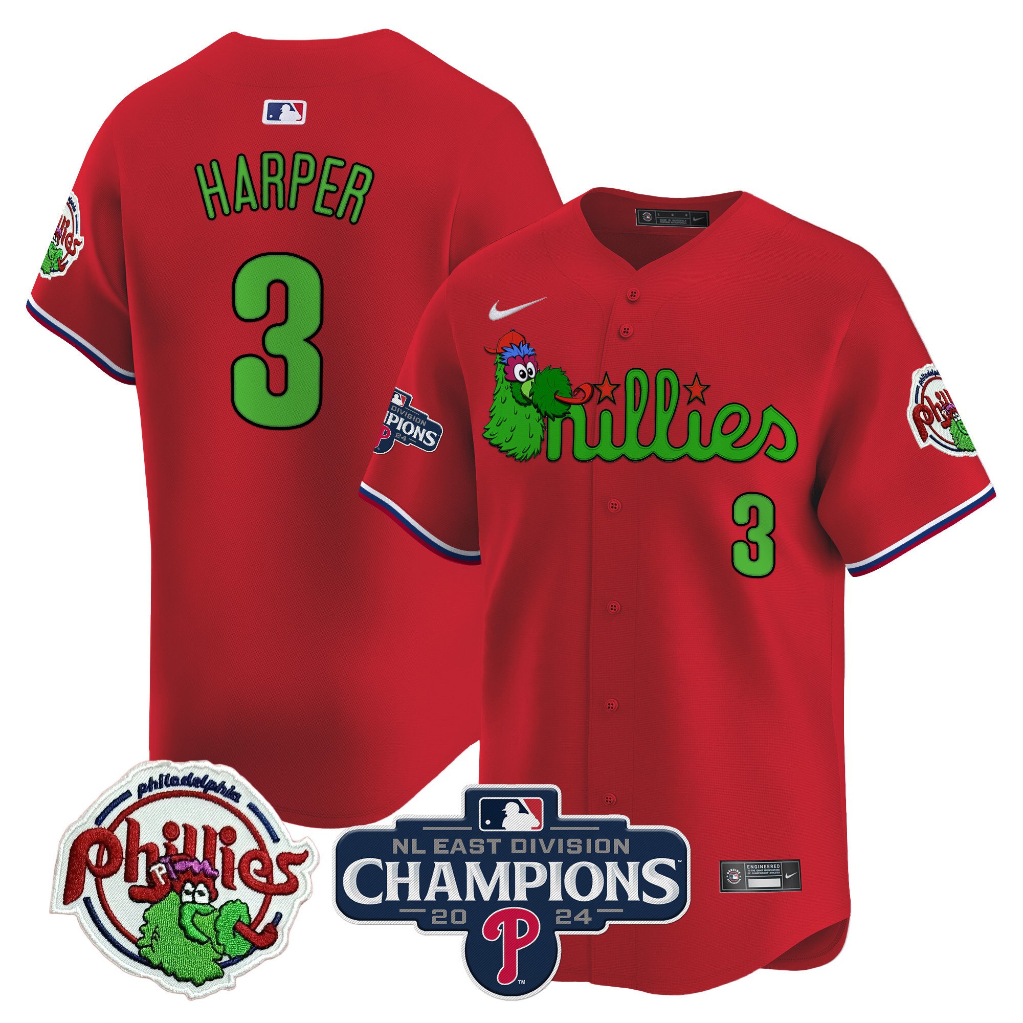 Men's Phillies Phanatic 2024 NL East Division Champions Vapor Premier Limited Jersey V2 - All Stitched